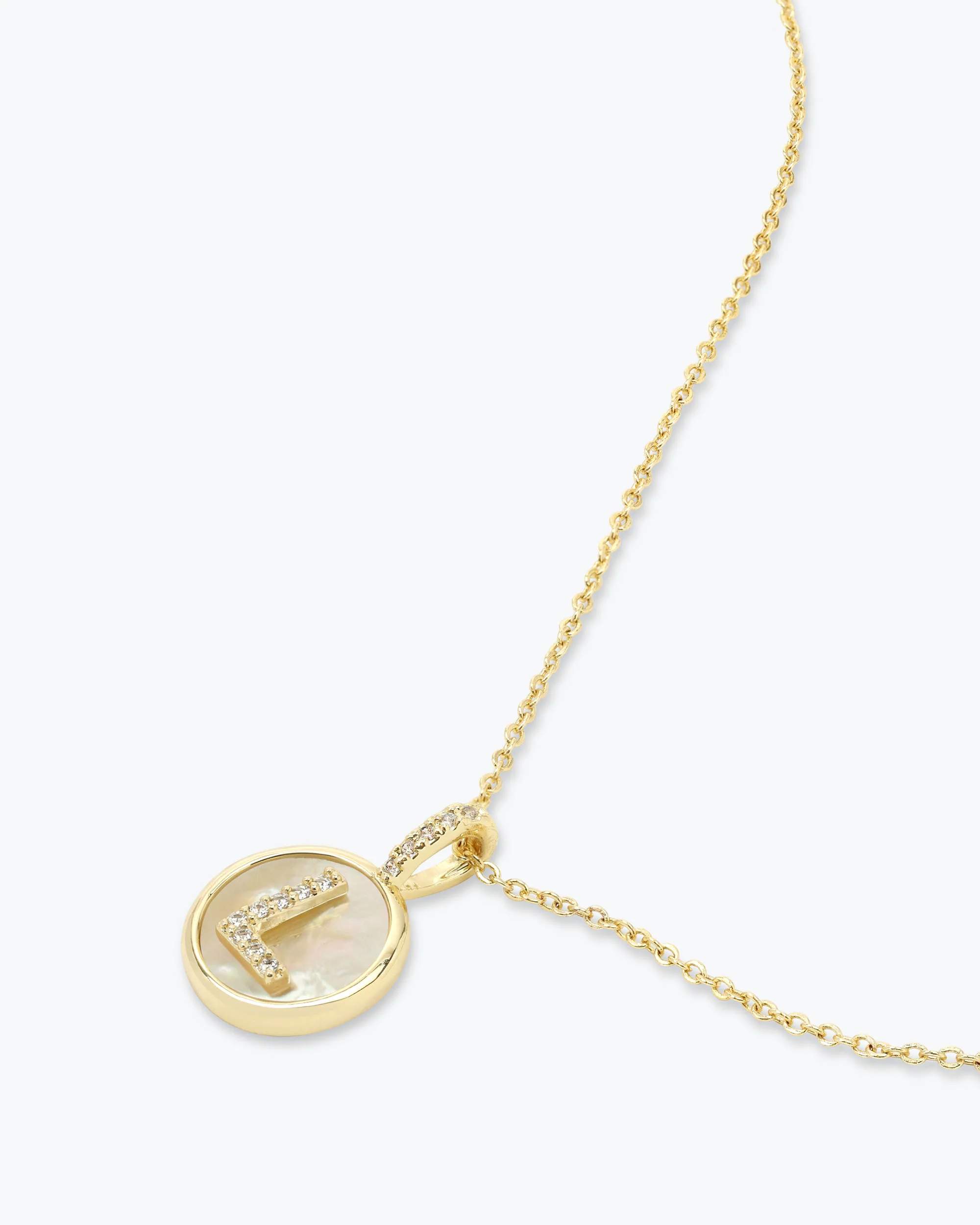 Love Letters Medallion Necklace 12mm - Gold|White Diamondettes - Image 39
