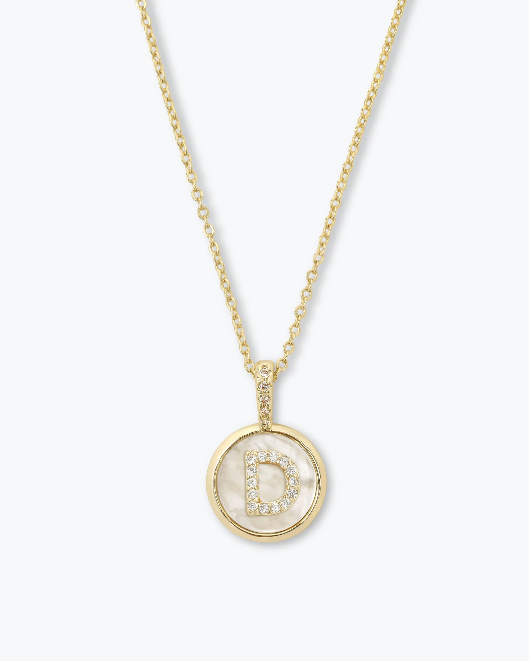 Love Letters Medallion Necklace 12mm - Gold|White Diamondettes - Image 4
