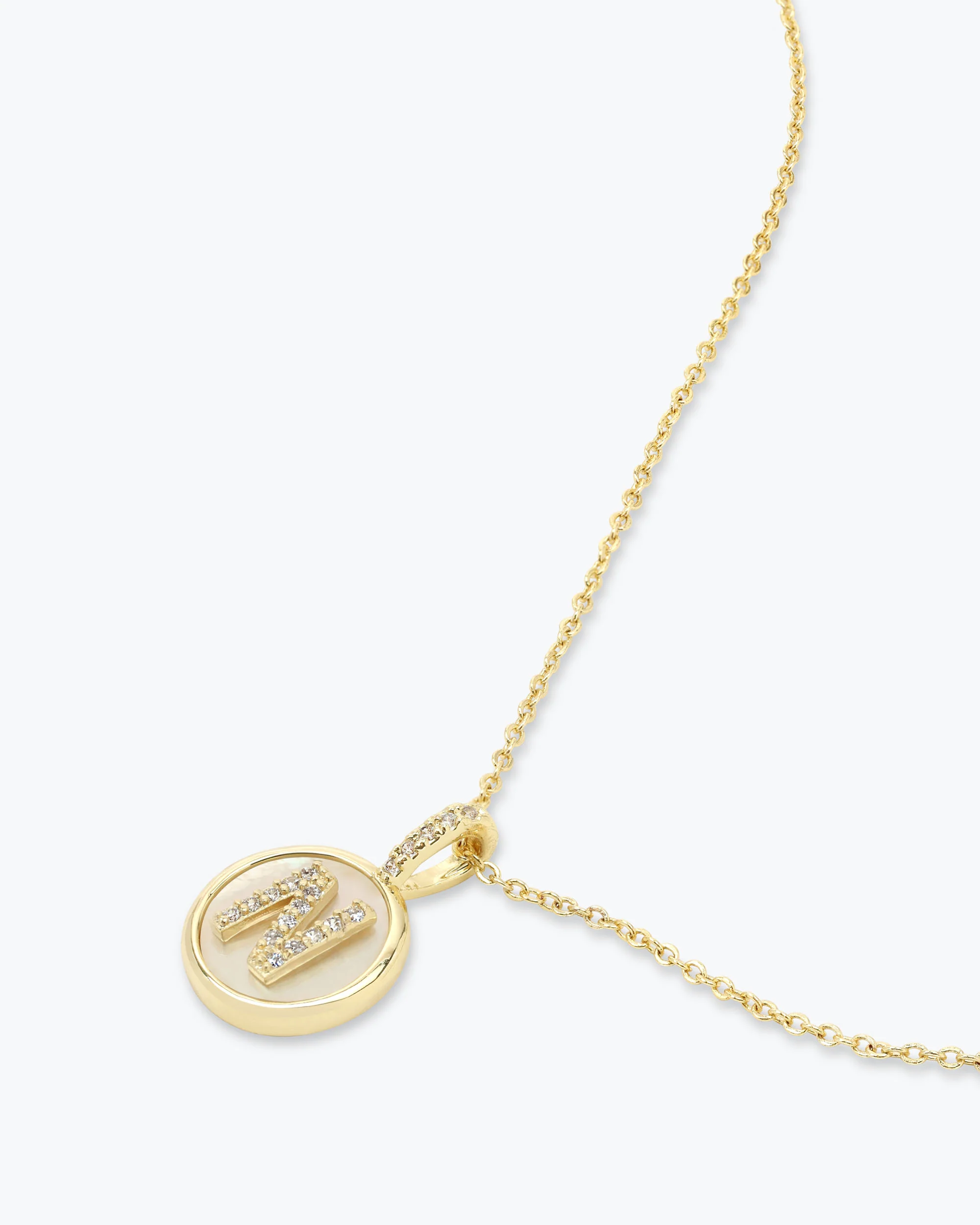 Love Letters Medallion Necklace 12mm - Gold|White Diamondettes - Image 41
