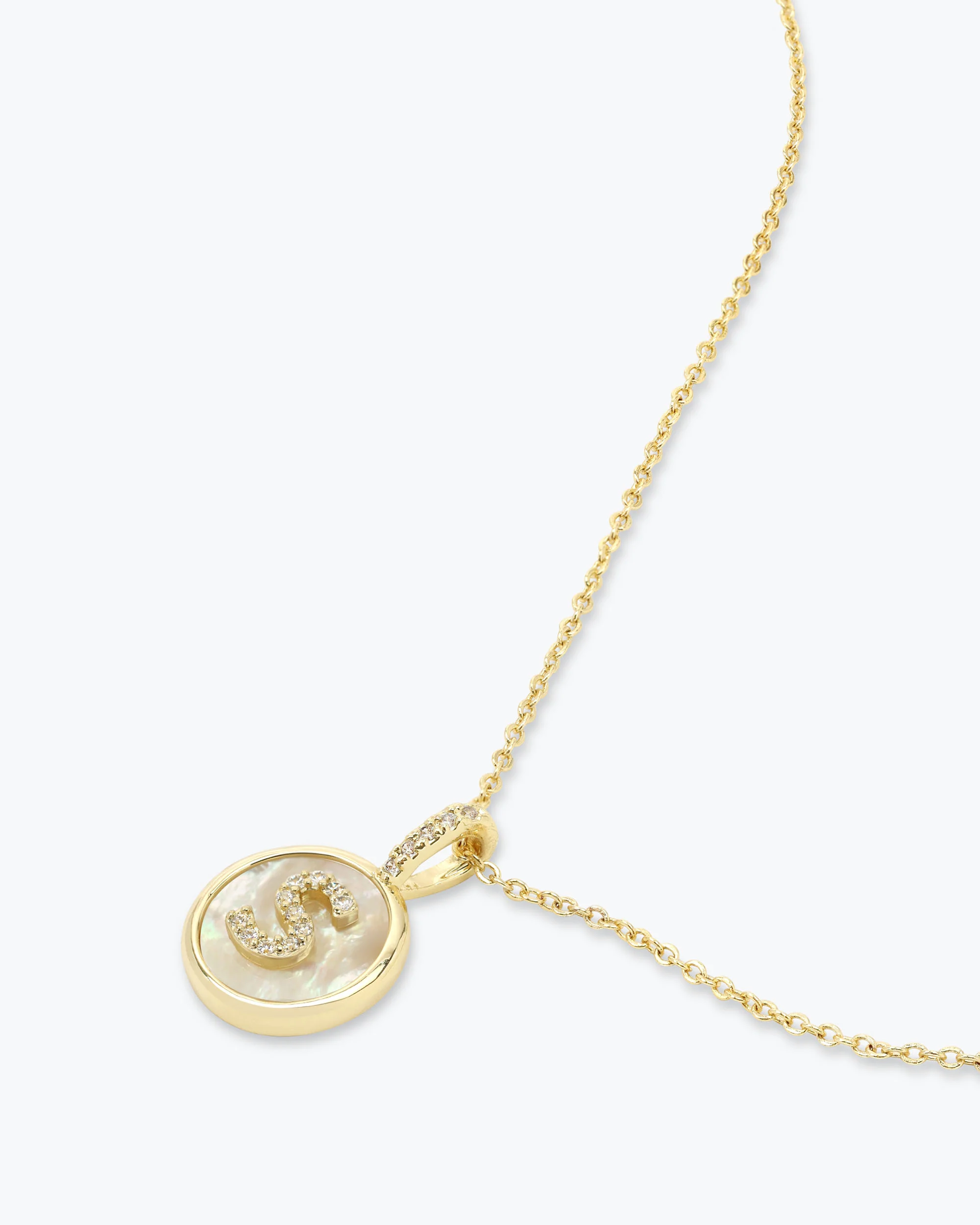 Love Letters Medallion Necklace 12mm - Gold|White Diamondettes - Image 46