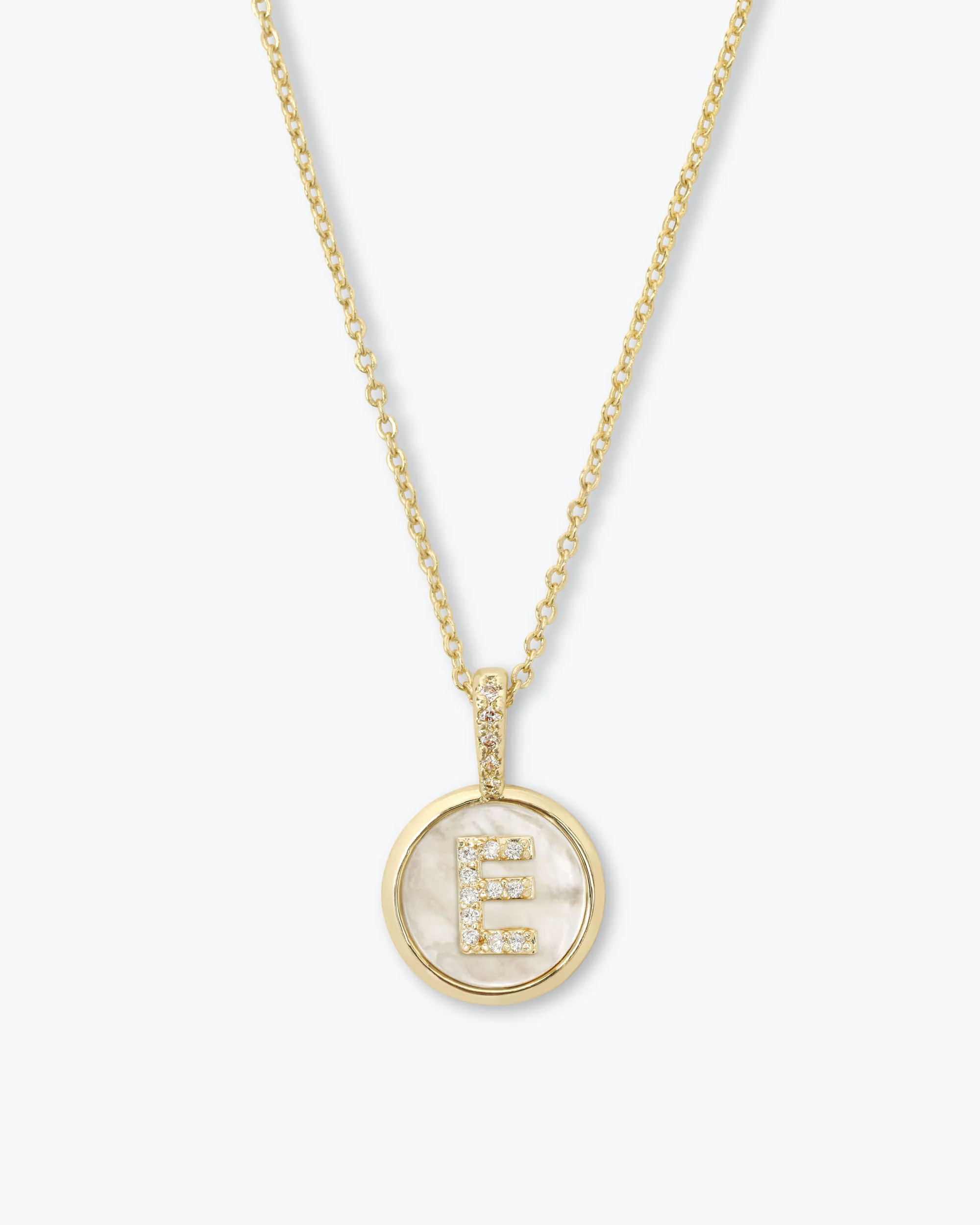 Love Letters Medallion Necklace 12mm - Gold|White Diamondettes - Image 5