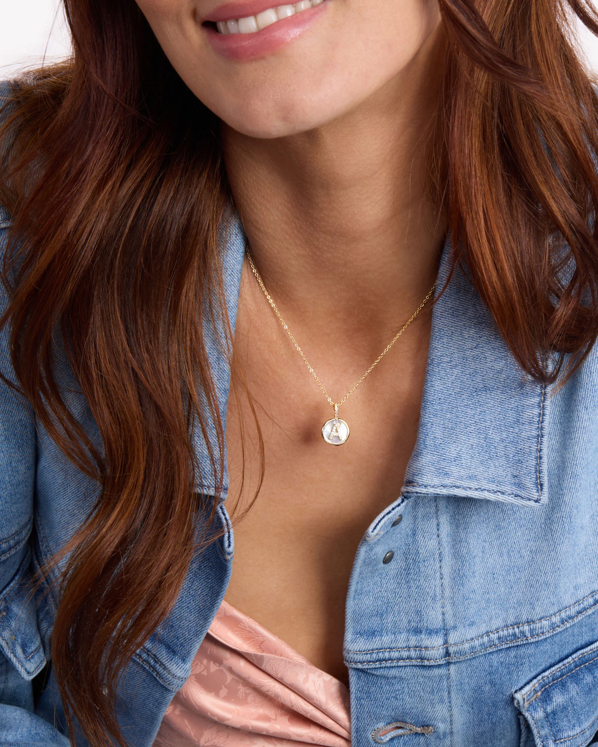 Love Letters Medallion Necklace 12mm - Gold|White Diamondettes - Image 55