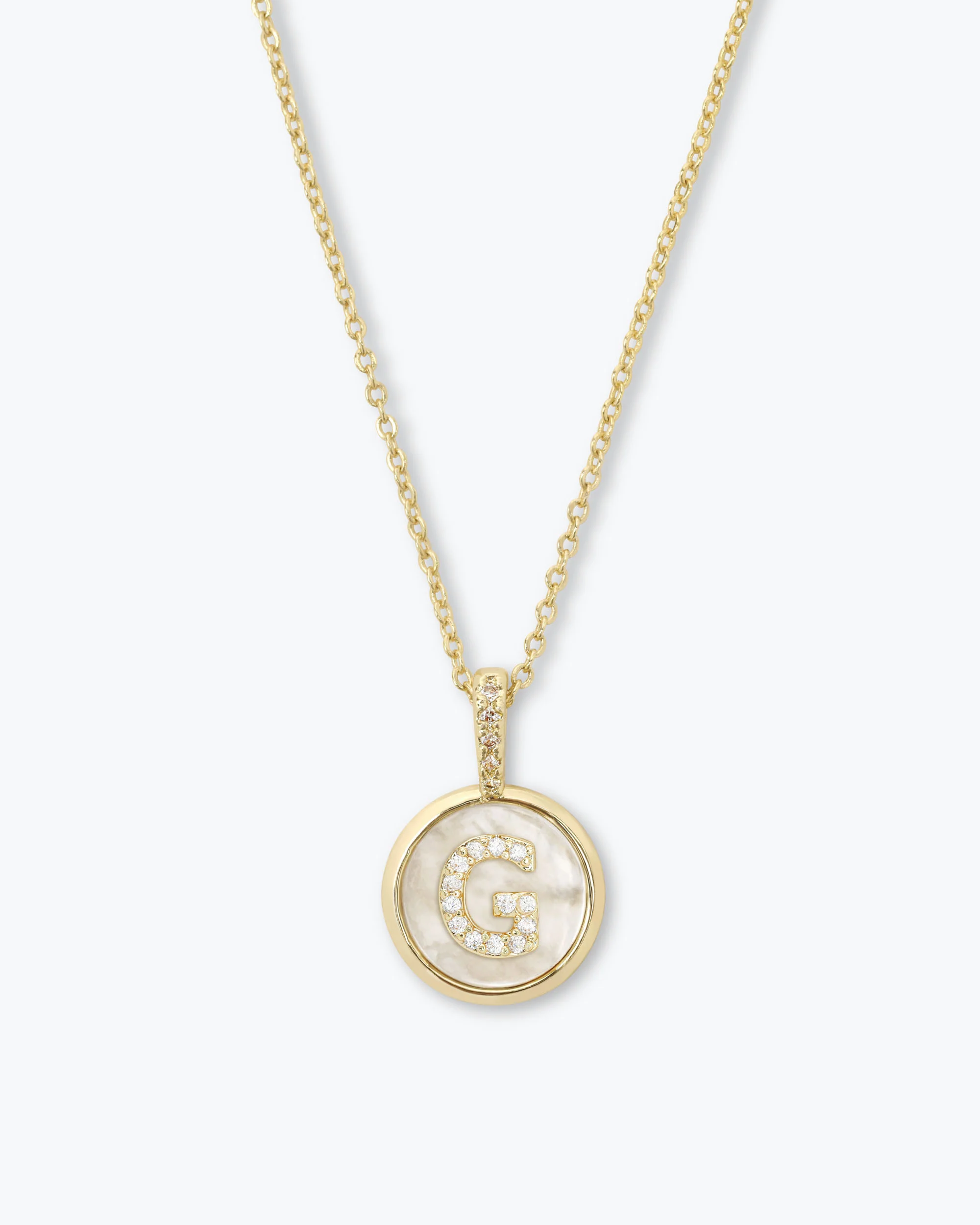 Love Letters Medallion Necklace 12mm - Gold|White Diamondettes - Image 7