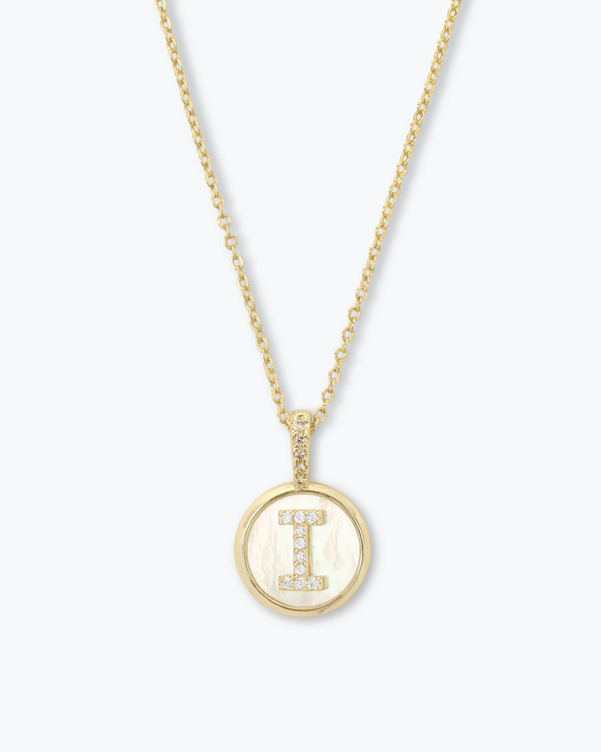 Love Letters Medallion Necklace 12mm - Gold|White Diamondettes - Image 9