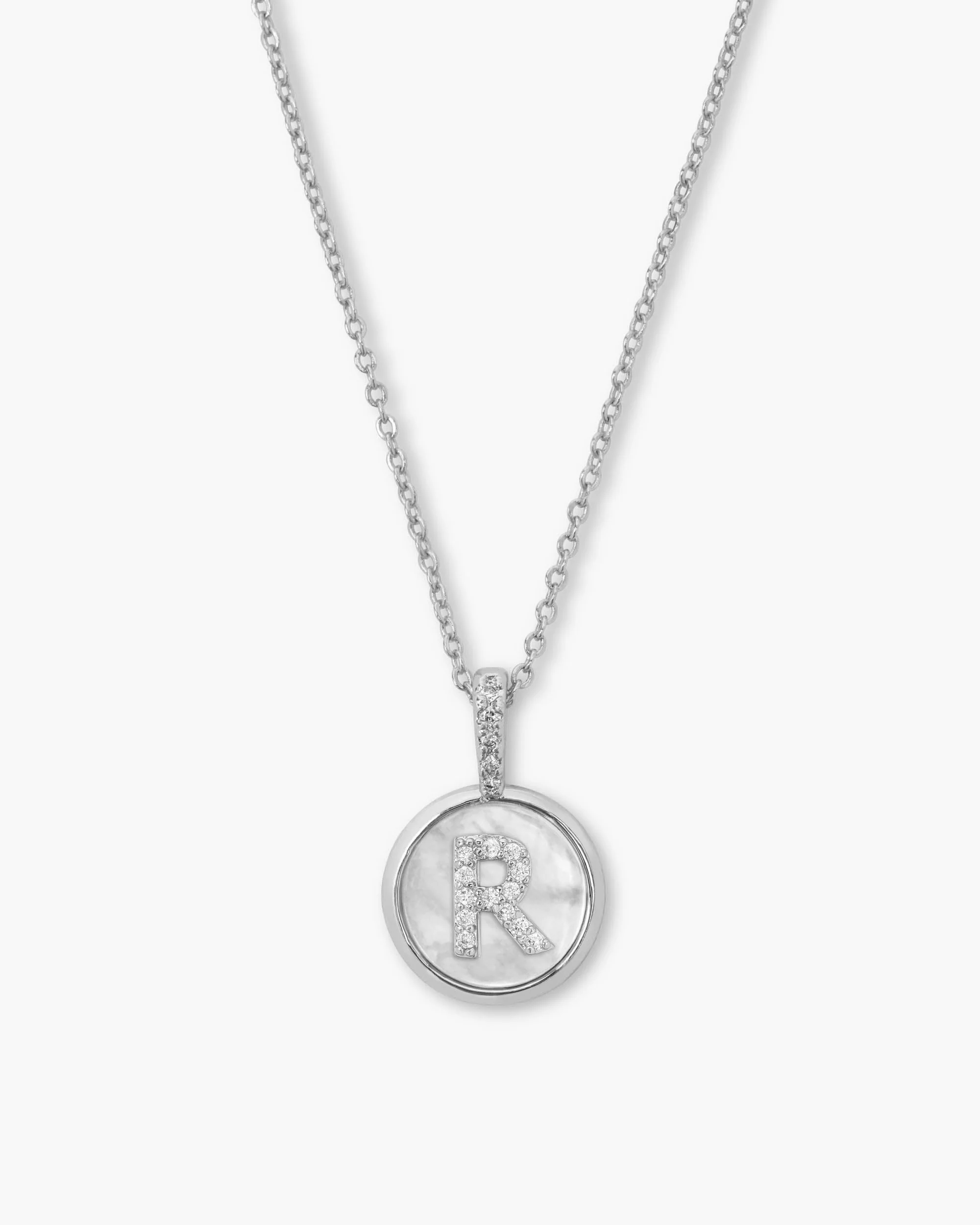 Love Letters Medallion Necklace 12mm - Silver|White Diamondettes - Image 18