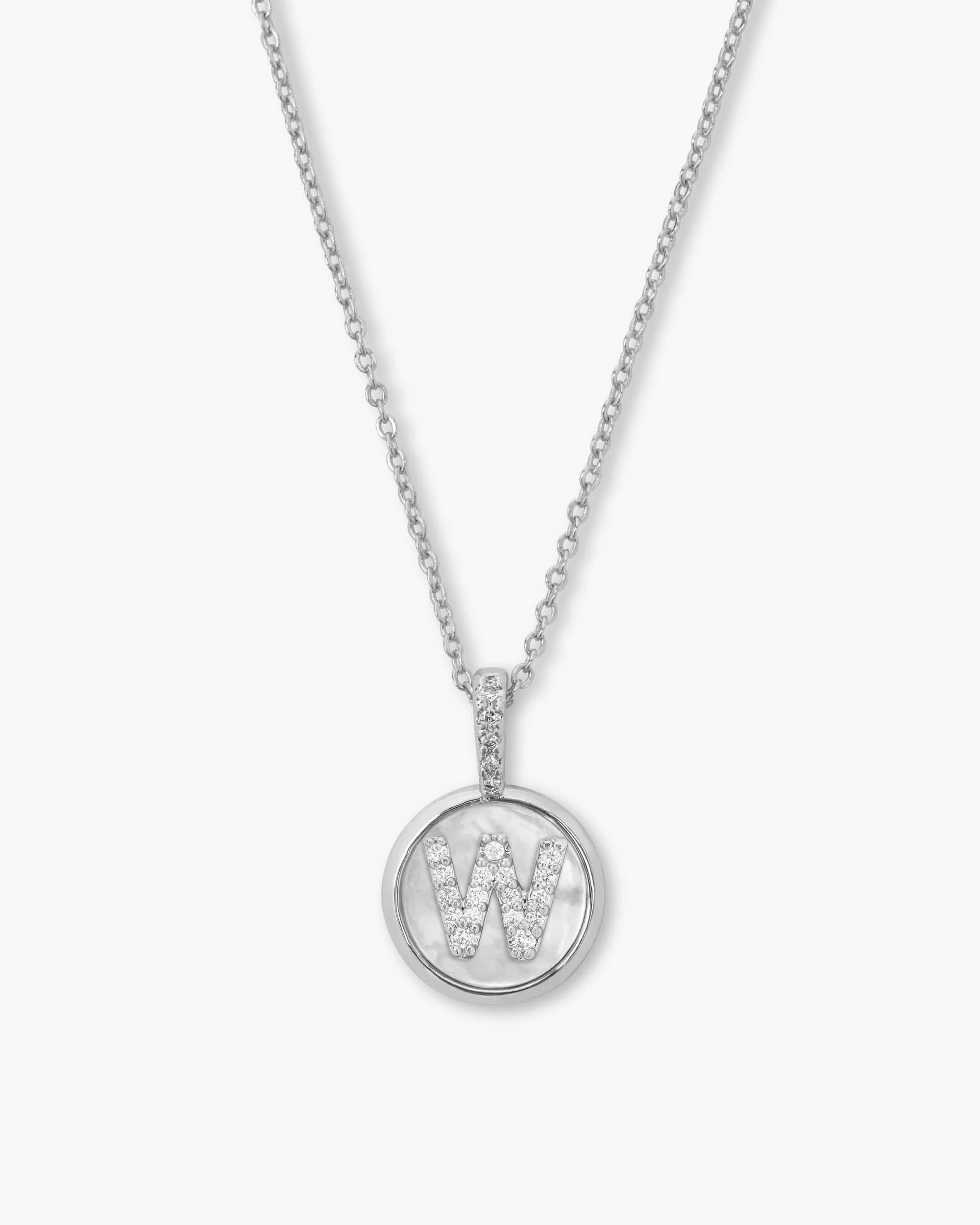 Love Letters Medallion Necklace 12mm - Silver|White Diamondettes - Image 23
