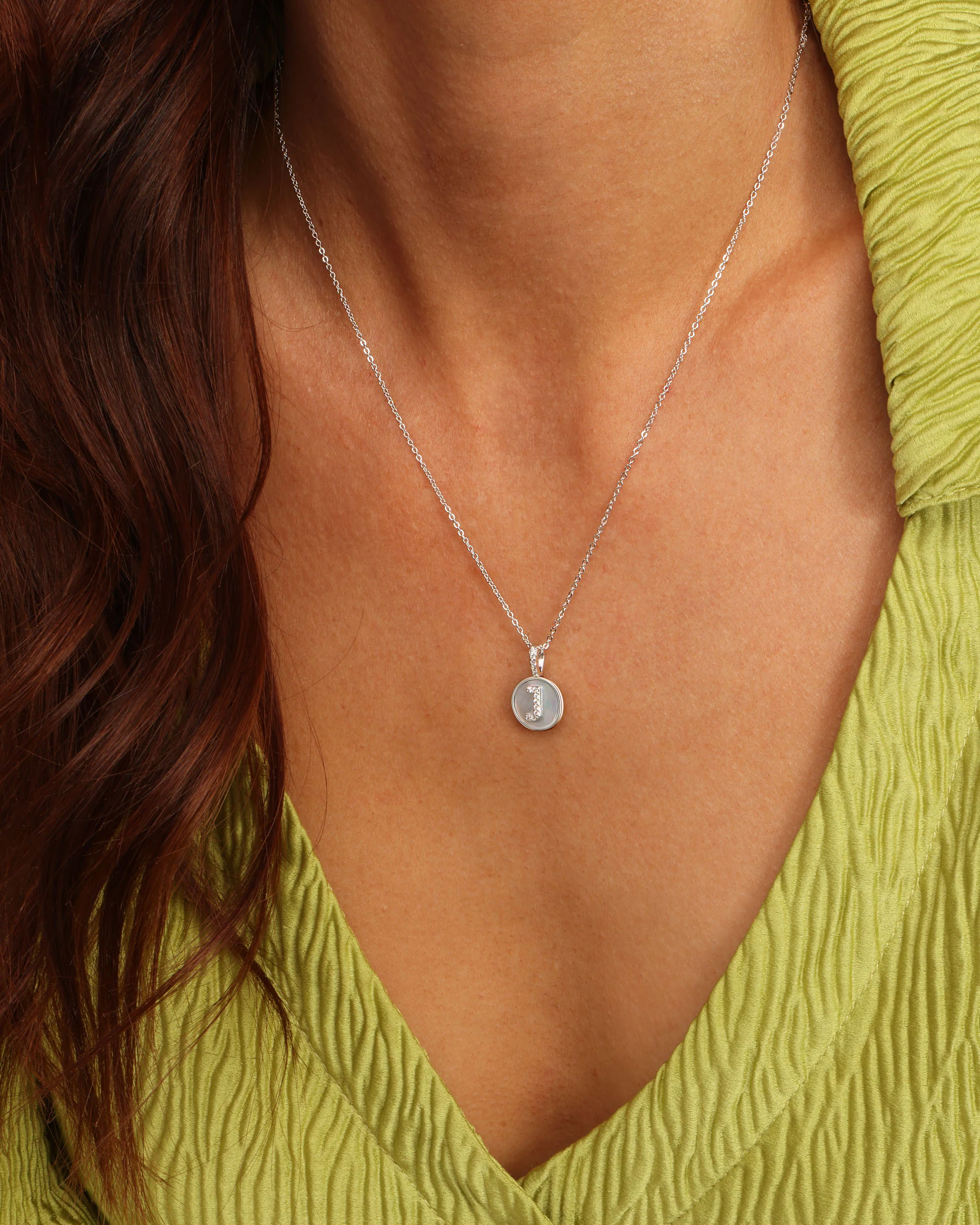 Love Letters Medallion Necklace 12mm - Silver|White Diamondettes - Image 27