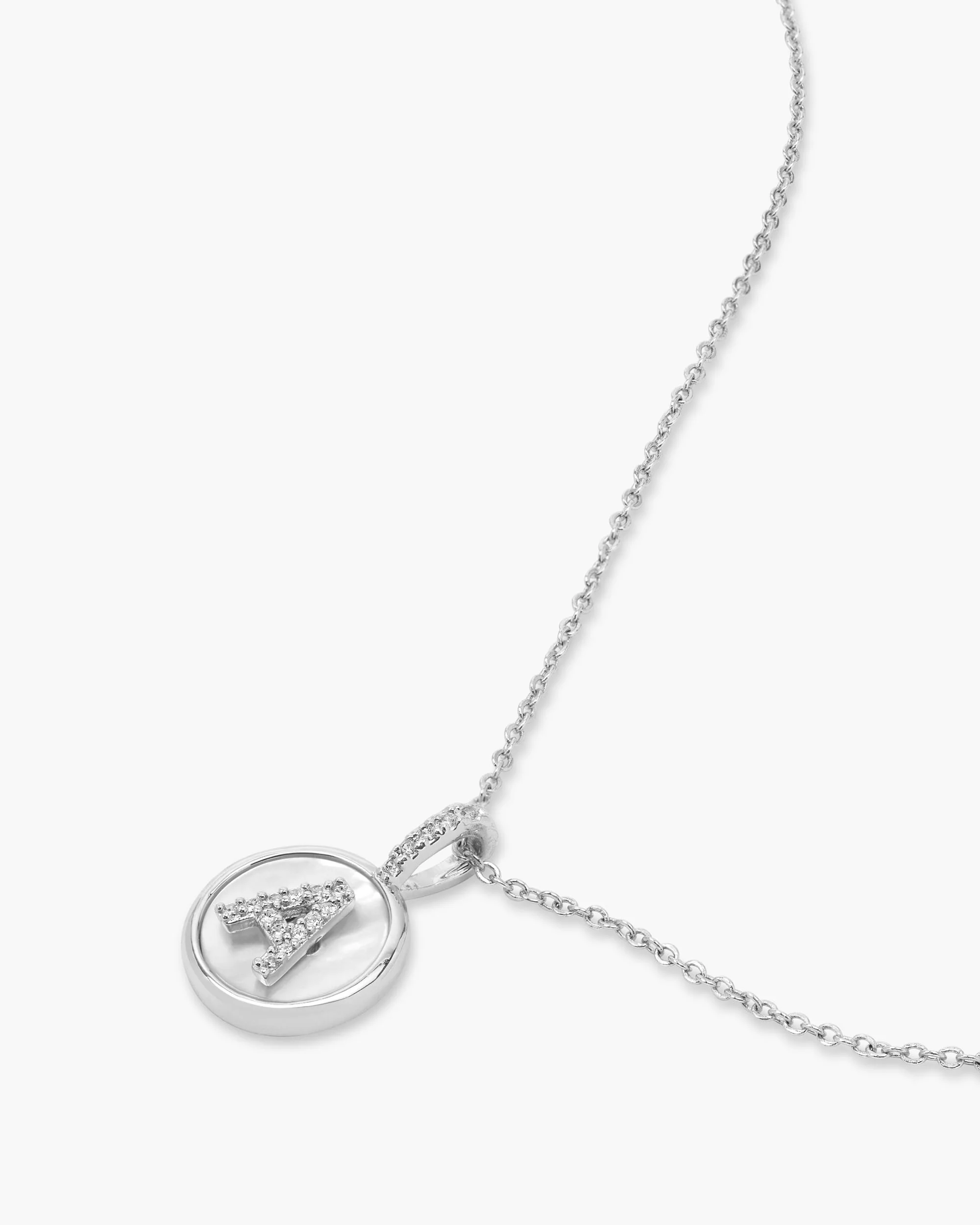 Love Letters Medallion Necklace 12mm - Silver|White Diamondettes - Image 28