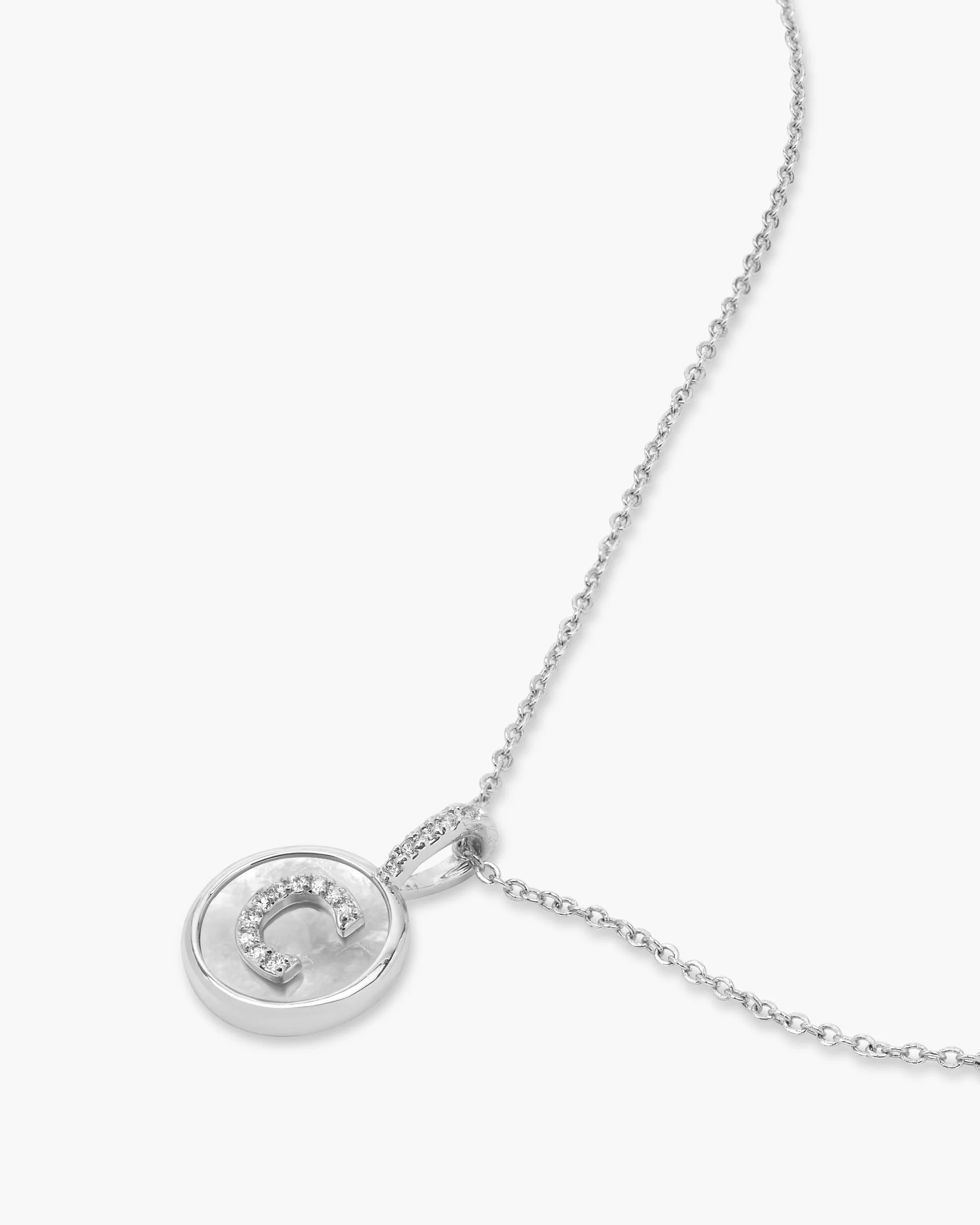 Love Letters Medallion Necklace 12mm - Silver|White Diamondettes - Image 30