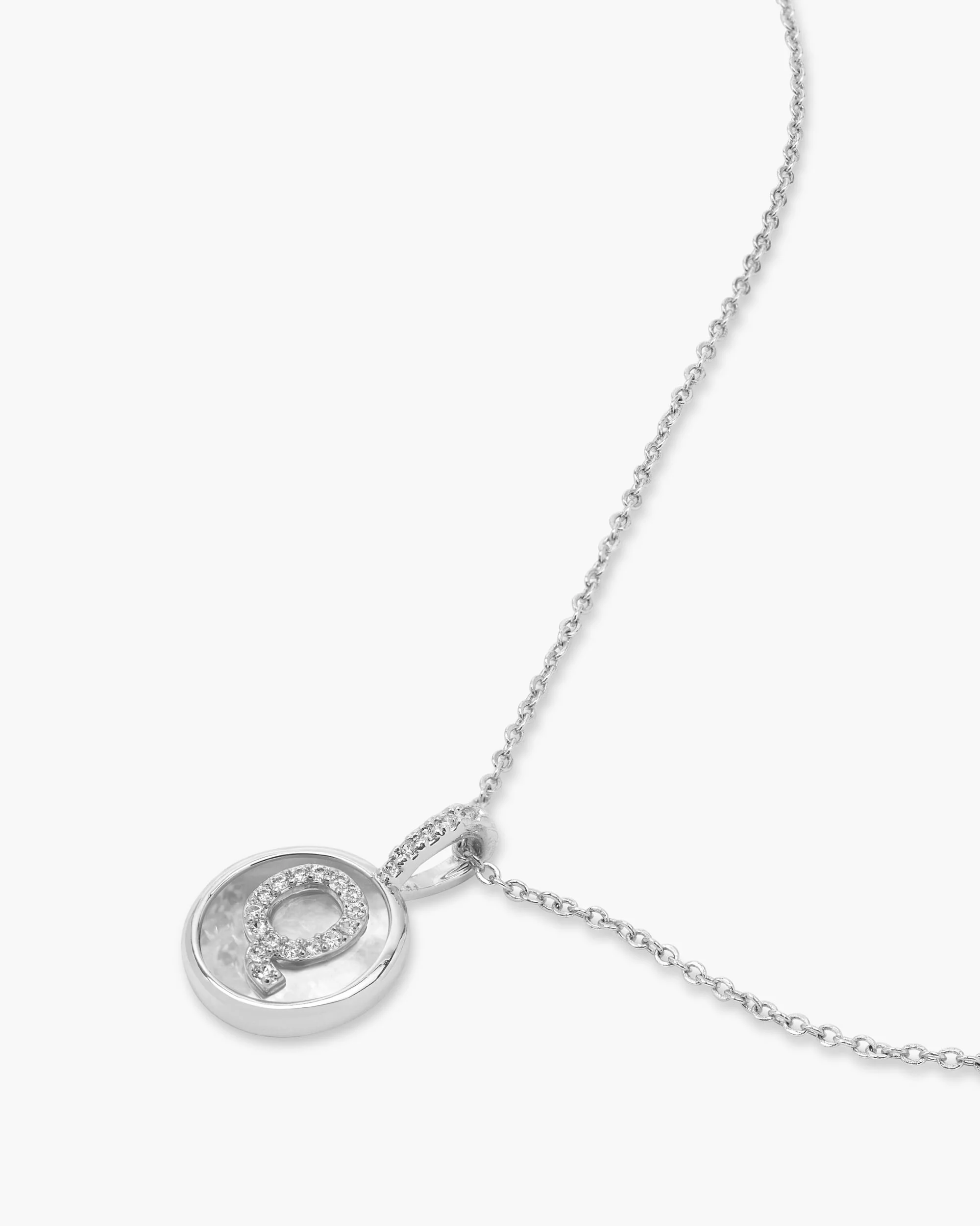 Love Letters Medallion Necklace 12mm - Silver|White Diamondettes - Image 44