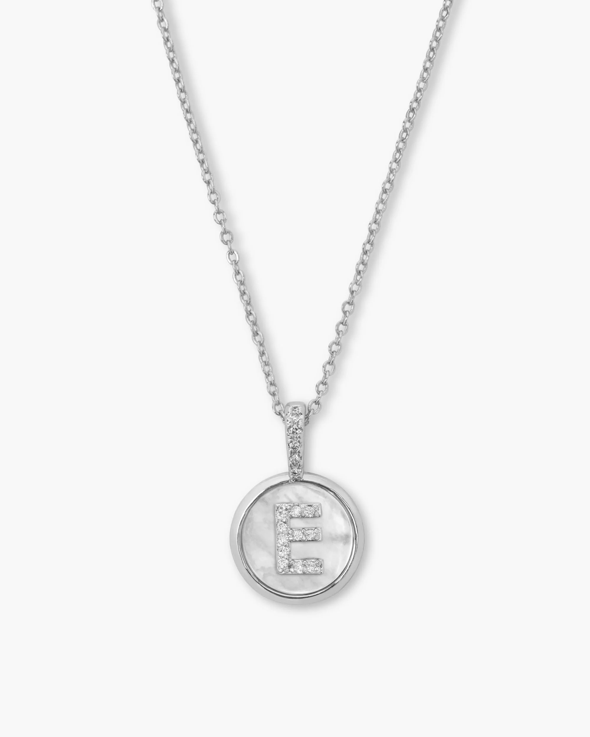Love Letters Medallion Necklace 12mm - Silver|White Diamondettes - Image 5