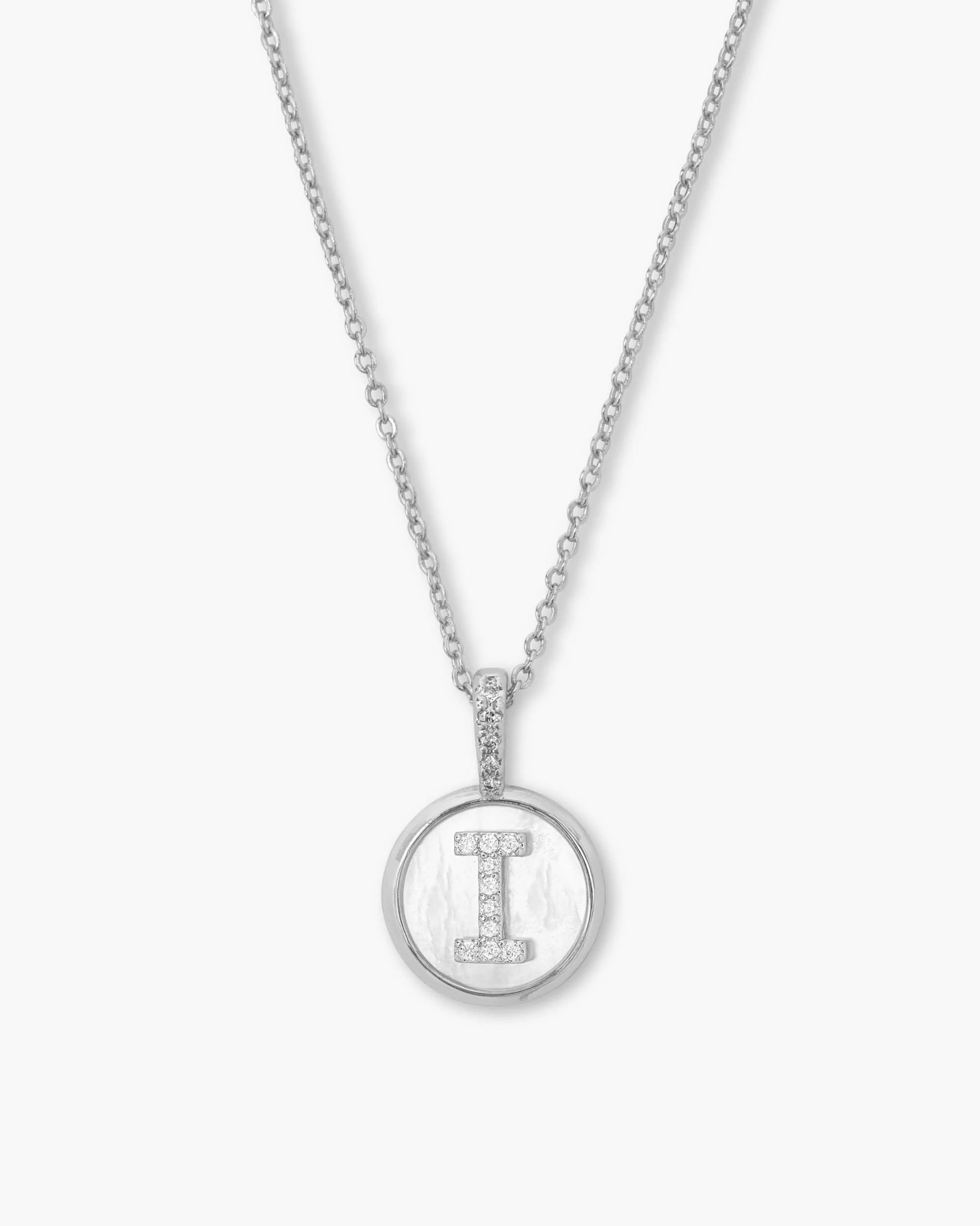 Love Letters Medallion Necklace 12mm - Silver|White Diamondettes - Image 9