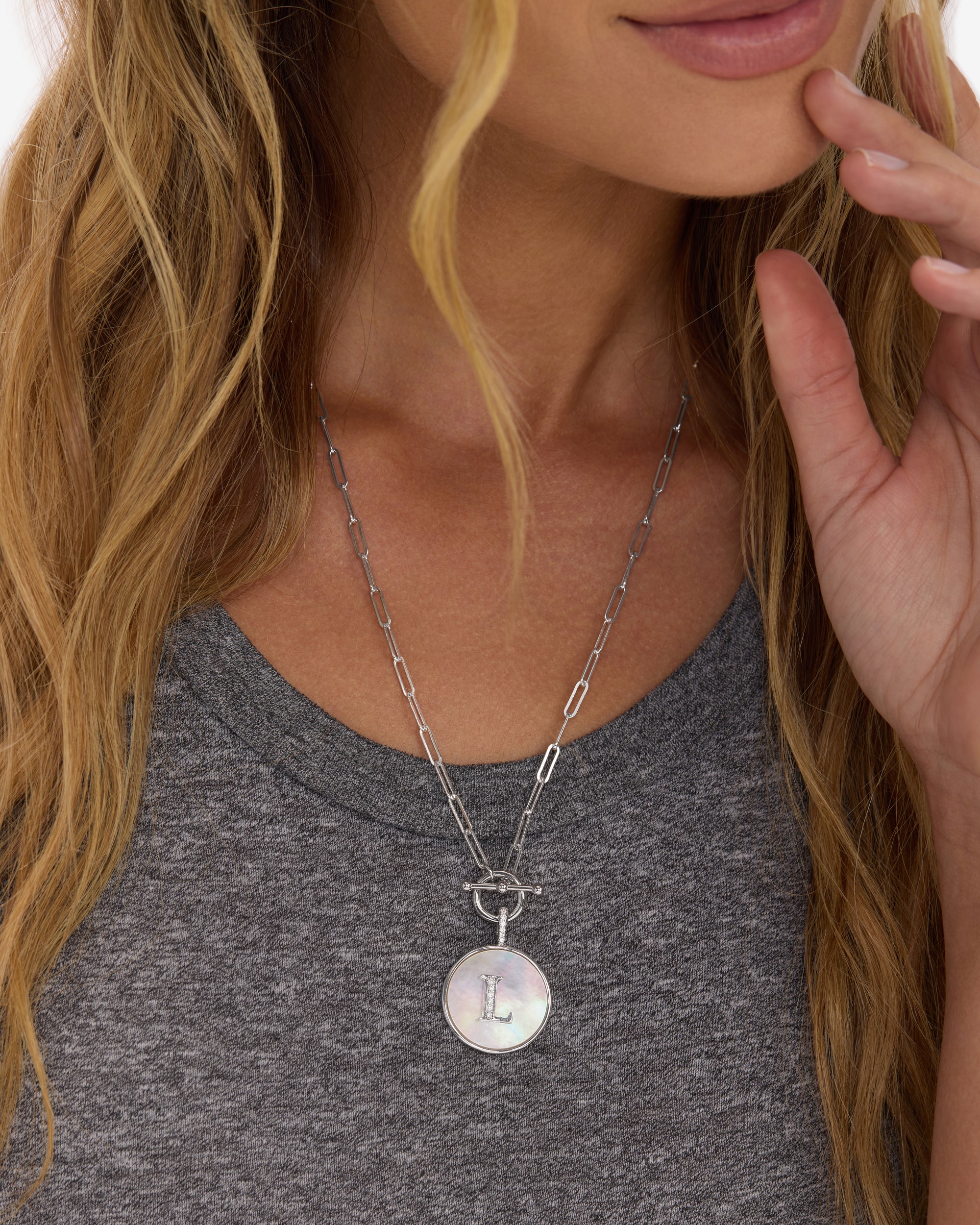 Love Letters Medallion Necklace 24mm - Silver - Image 27