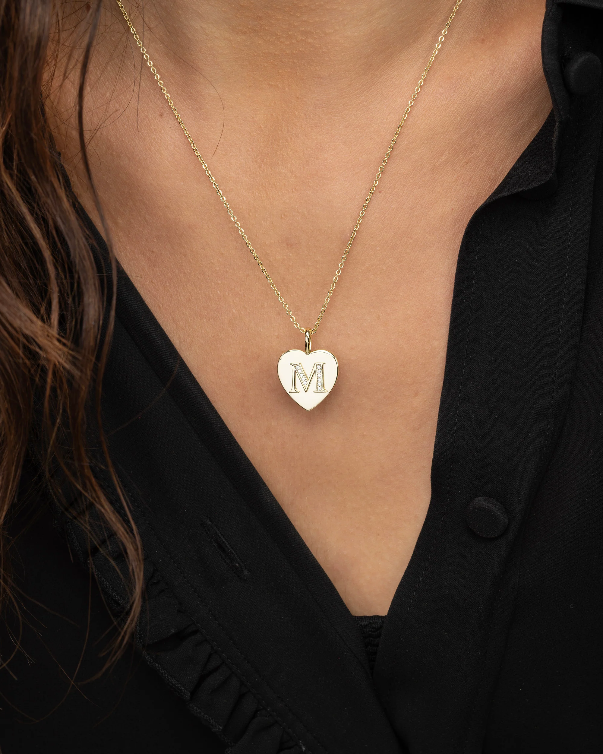 Love Letters Pendant Necklace - Gold|White Diamondettes - Image 54