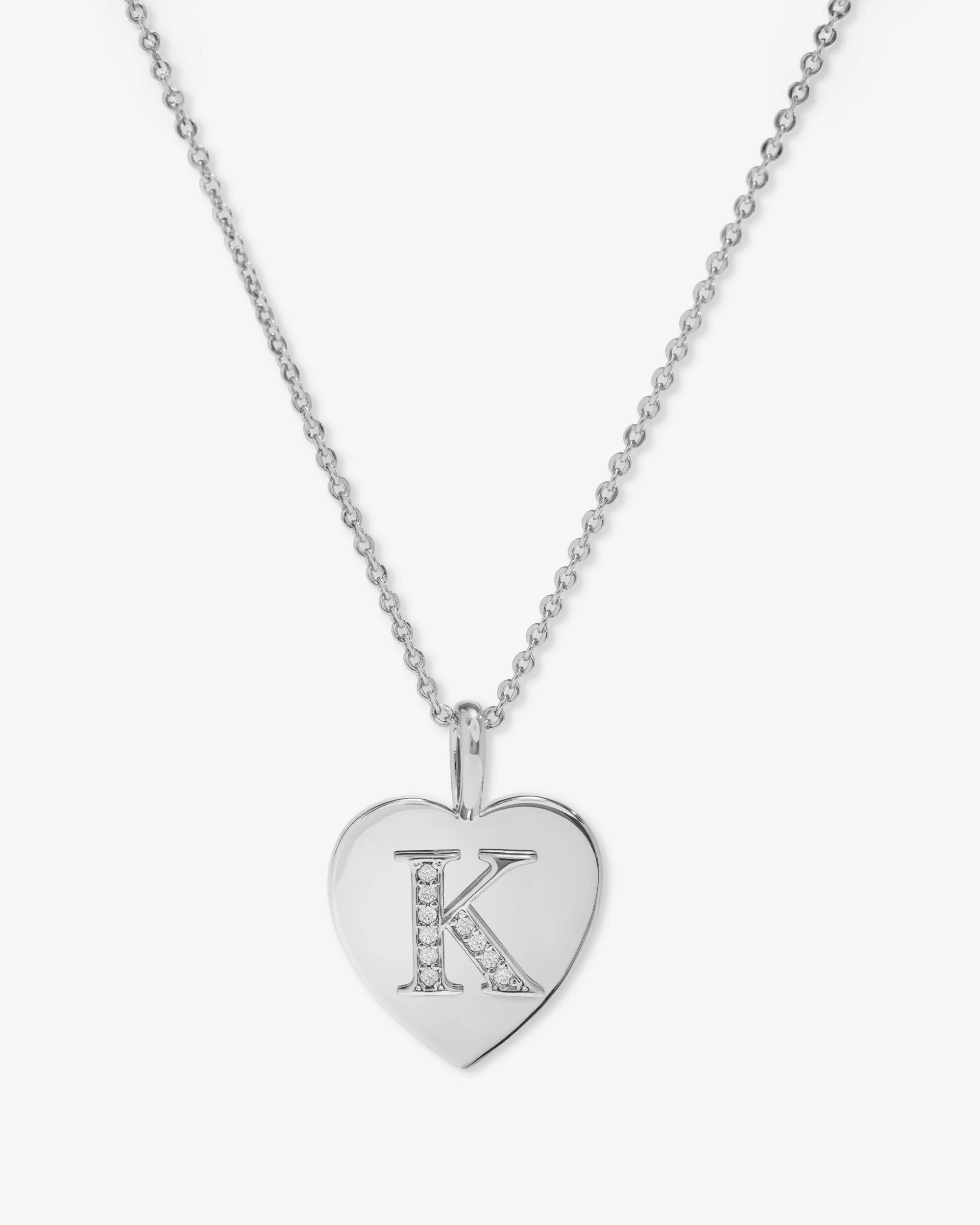 Love Letters Pendant Necklace - Silver|White Diamondettes - Image 11
