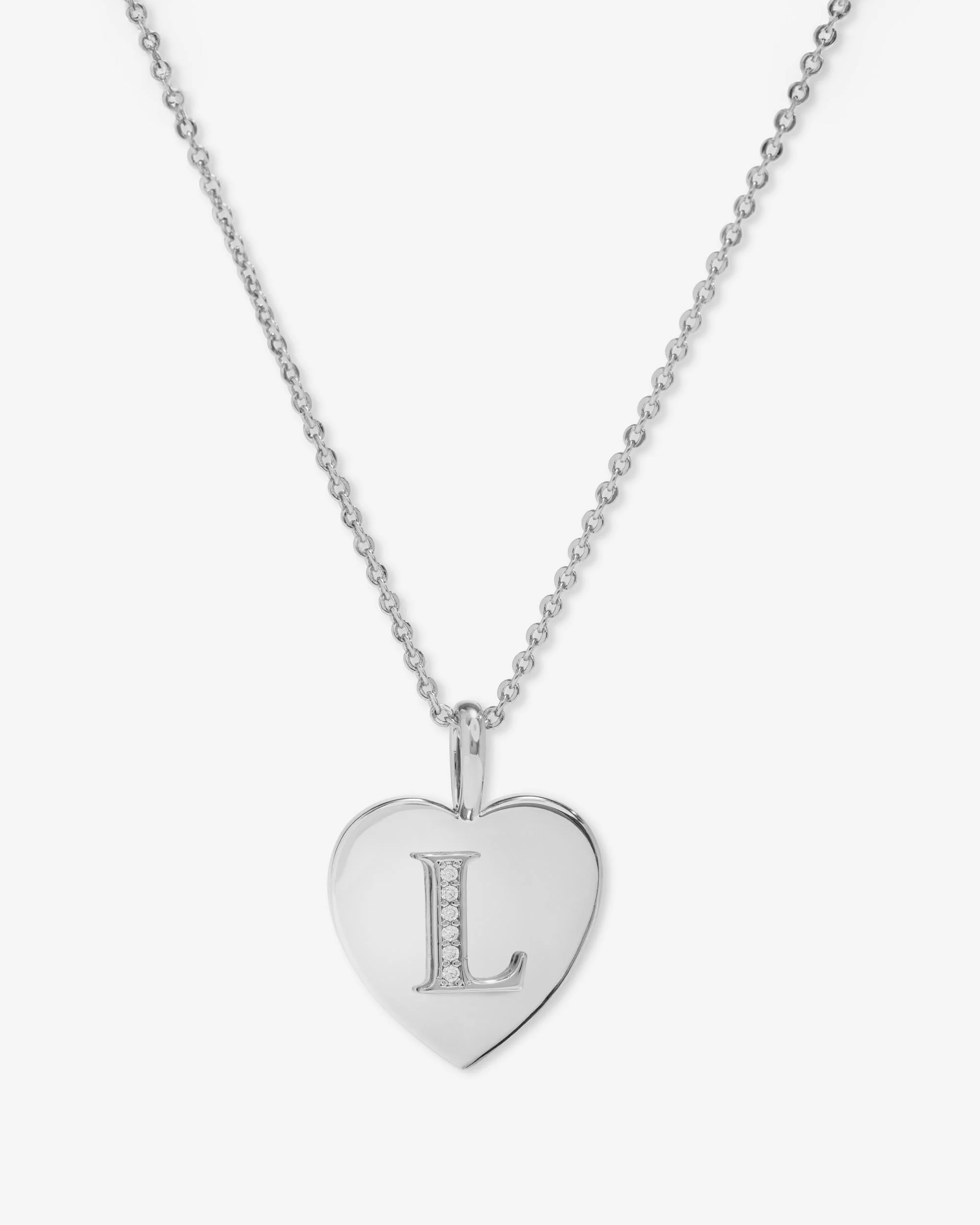 Love Letters Pendant Necklace - Silver|White Diamondettes - Image 12
