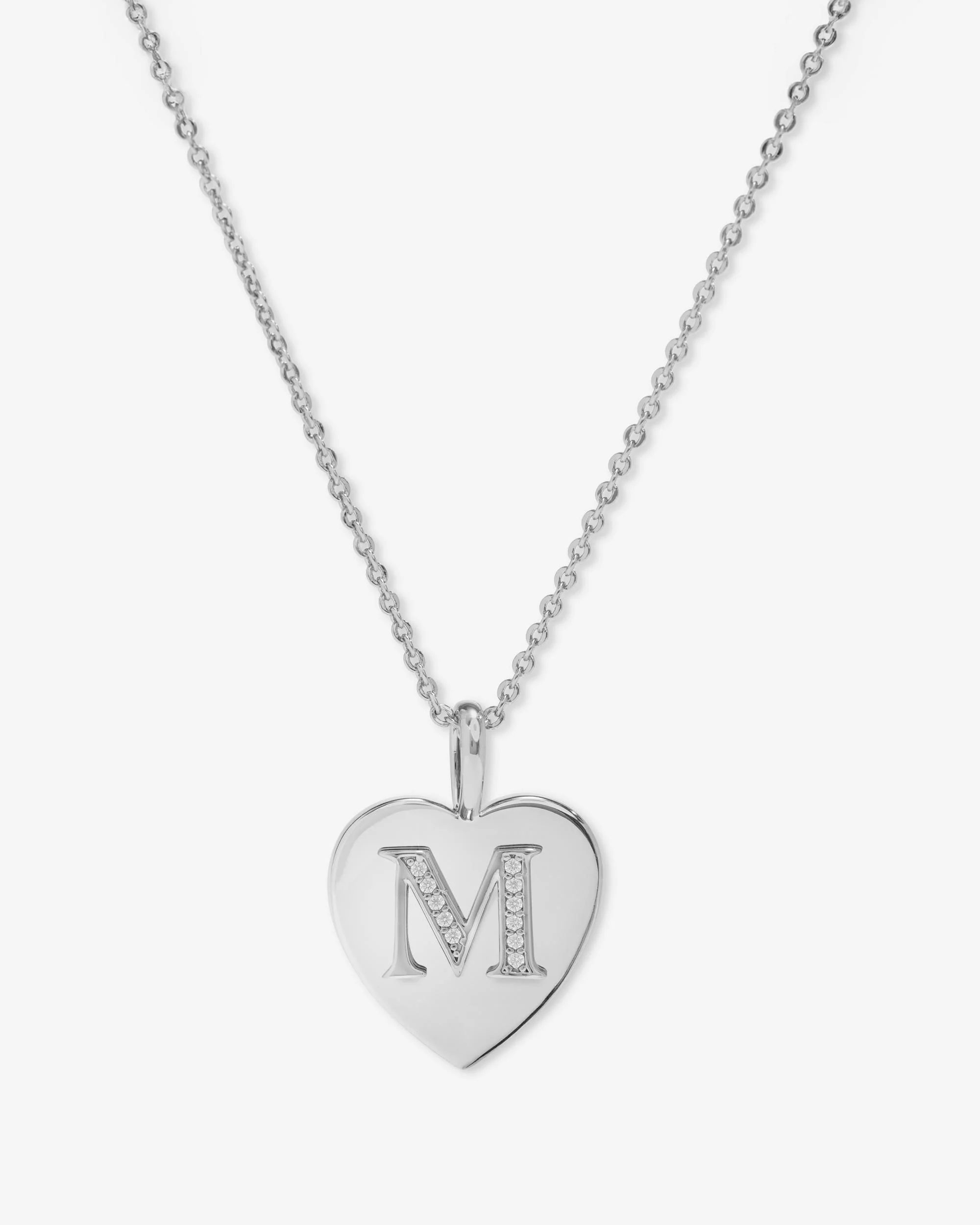 Love Letters Pendant Necklace - Silver|White Diamondettes - Image 13
