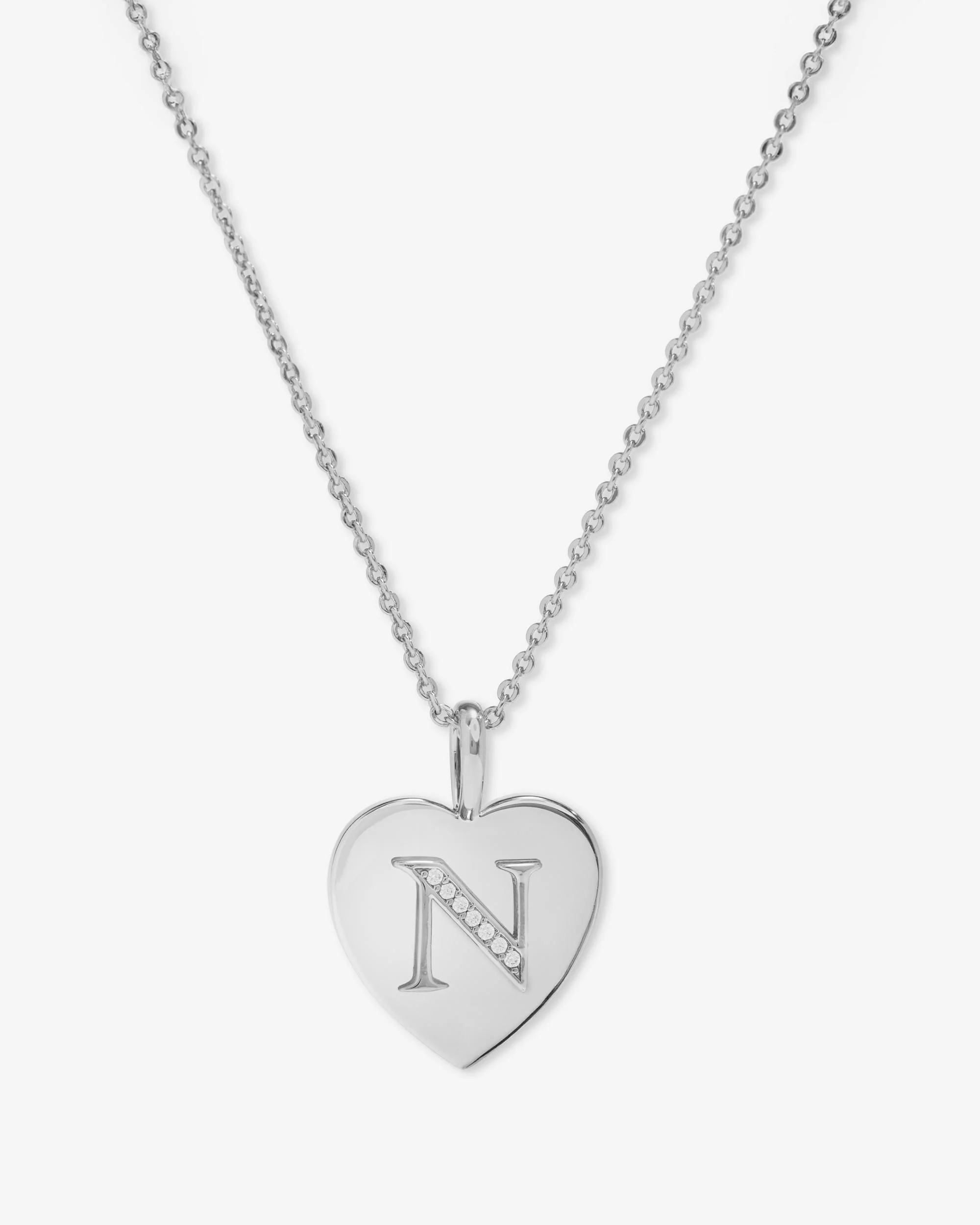 Love Letters Pendant Necklace - Silver|White Diamondettes - Image 14