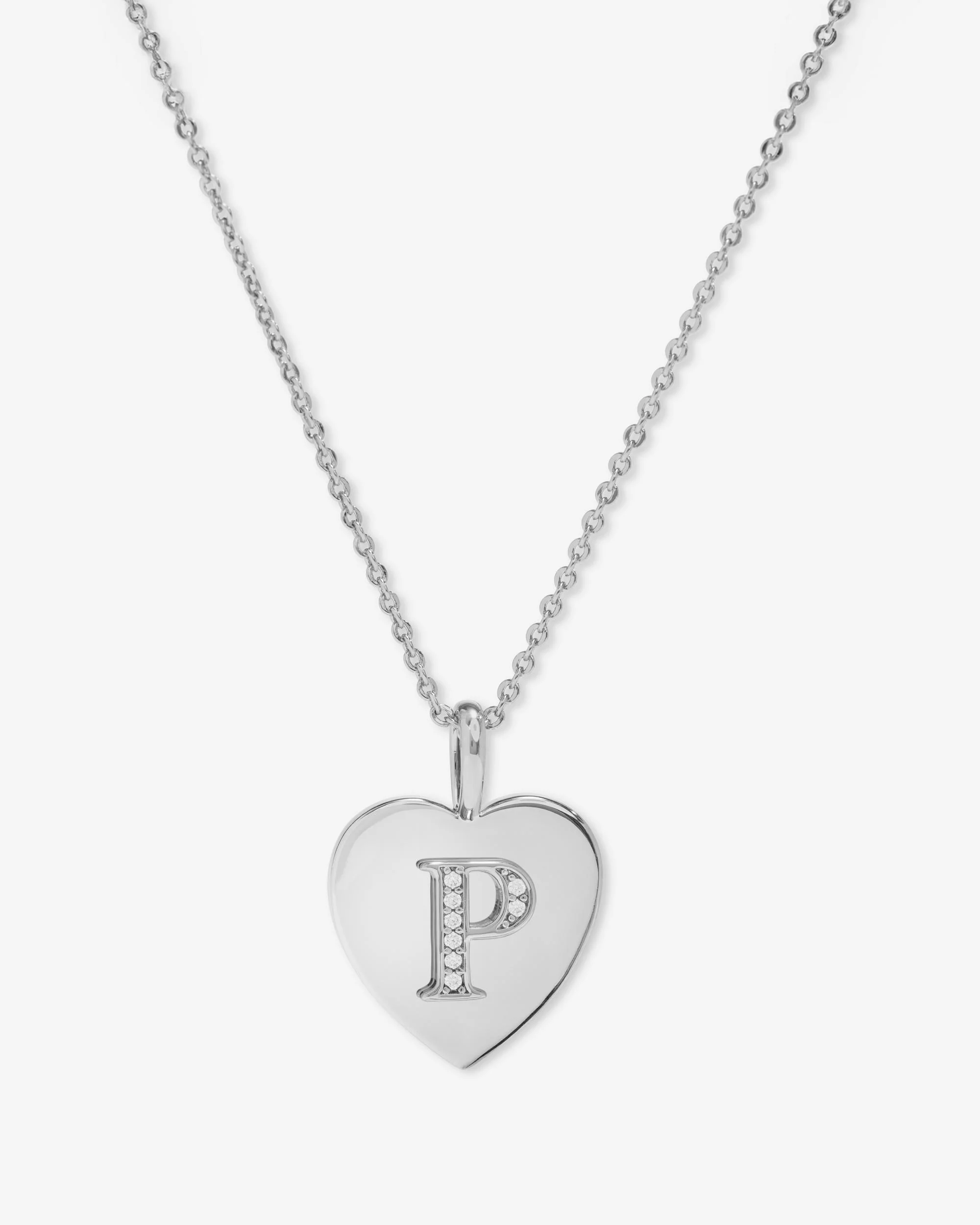 Love Letters Pendant Necklace - Silver|White Diamondettes - Image 16