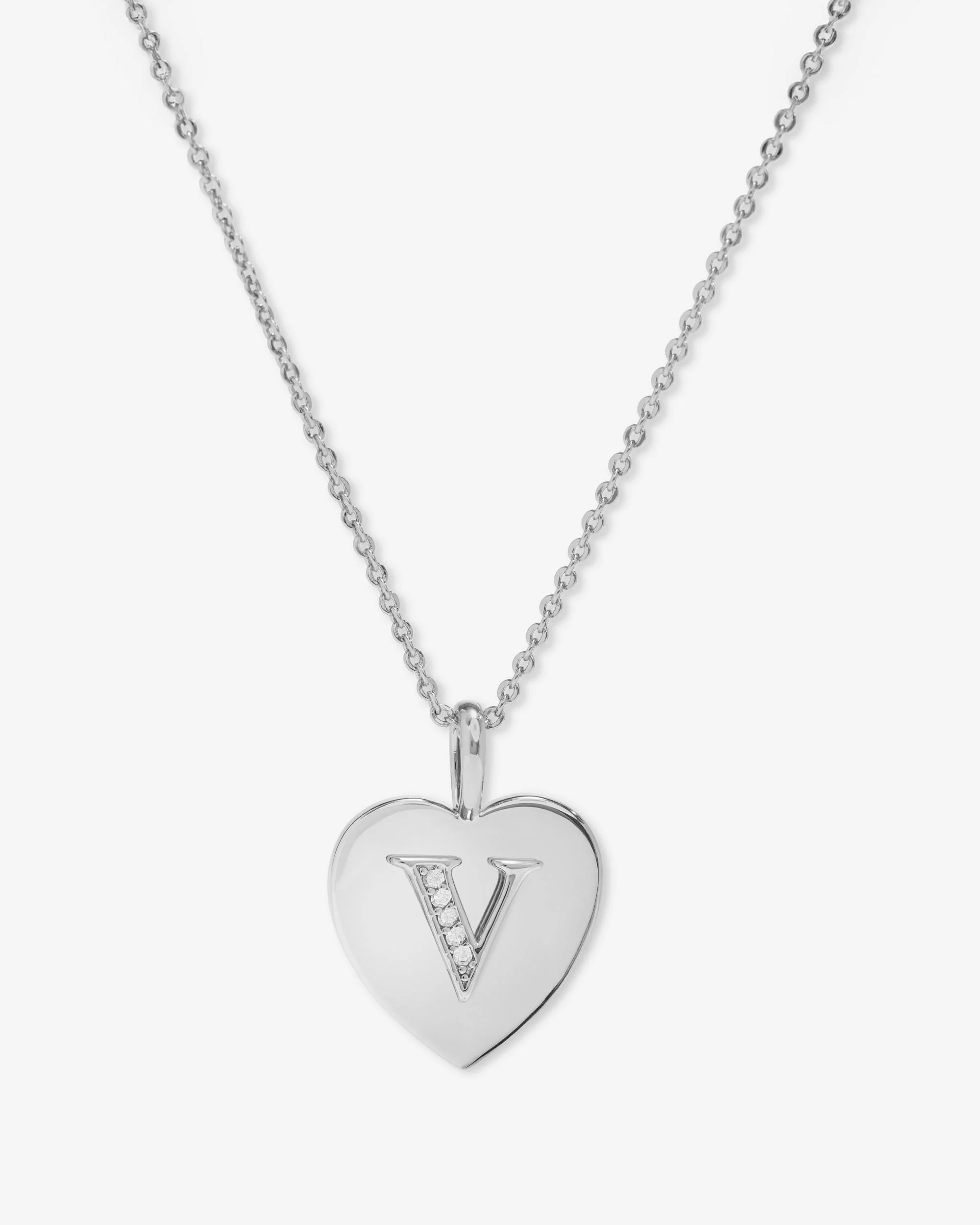 Love Letters Pendant Necklace - Silver|White Diamondettes - Image 22