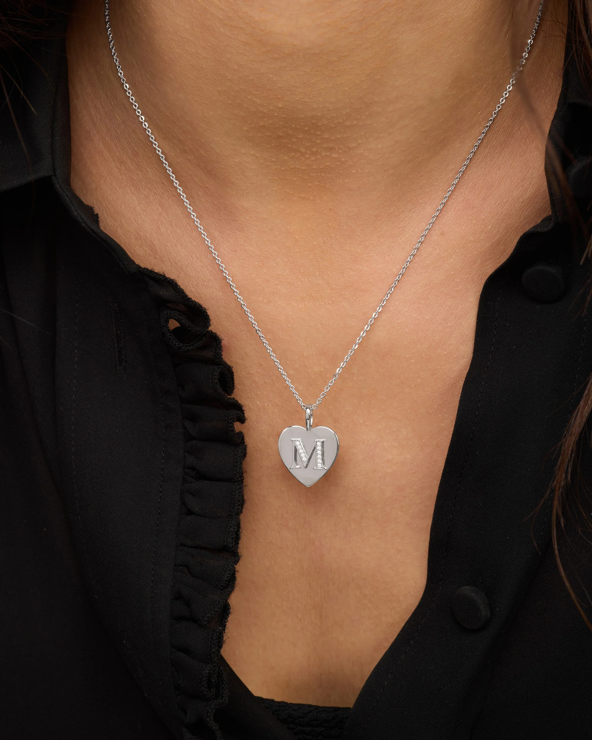 Love Letters Pendant Necklace - Silver|White Diamondettes - Image 27
