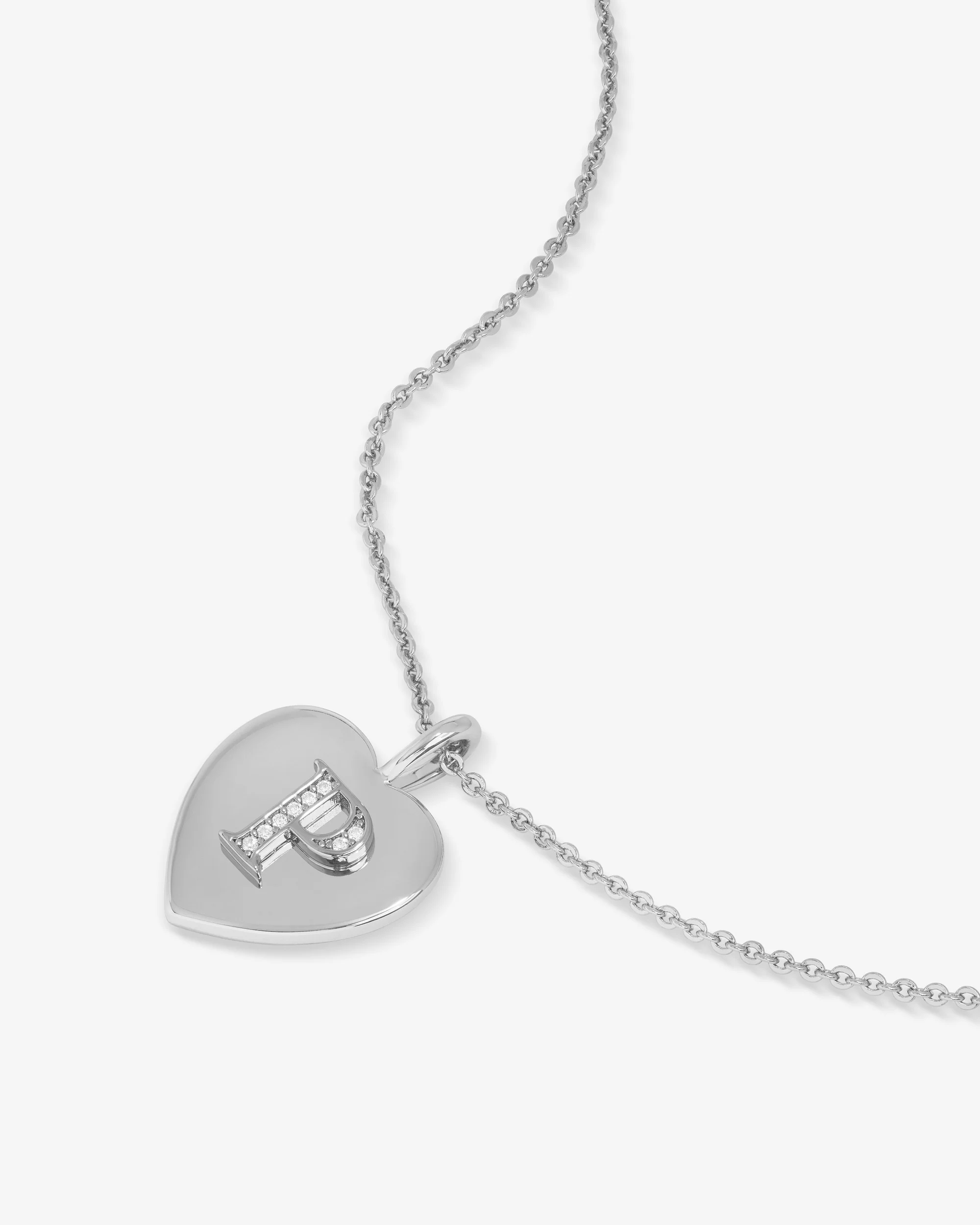 Love Letters Pendant Necklace - Silver|White Diamondettes - Image 43