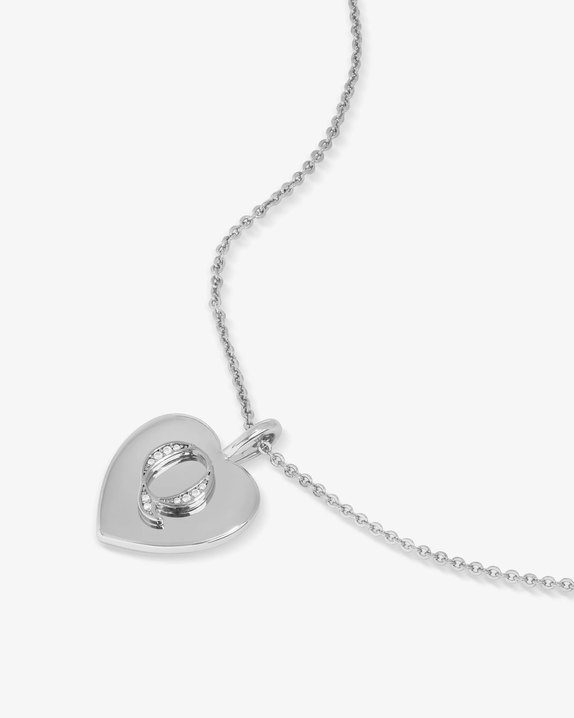 Love Letters Pendant Necklace - Silver|White Diamondettes - Image 44