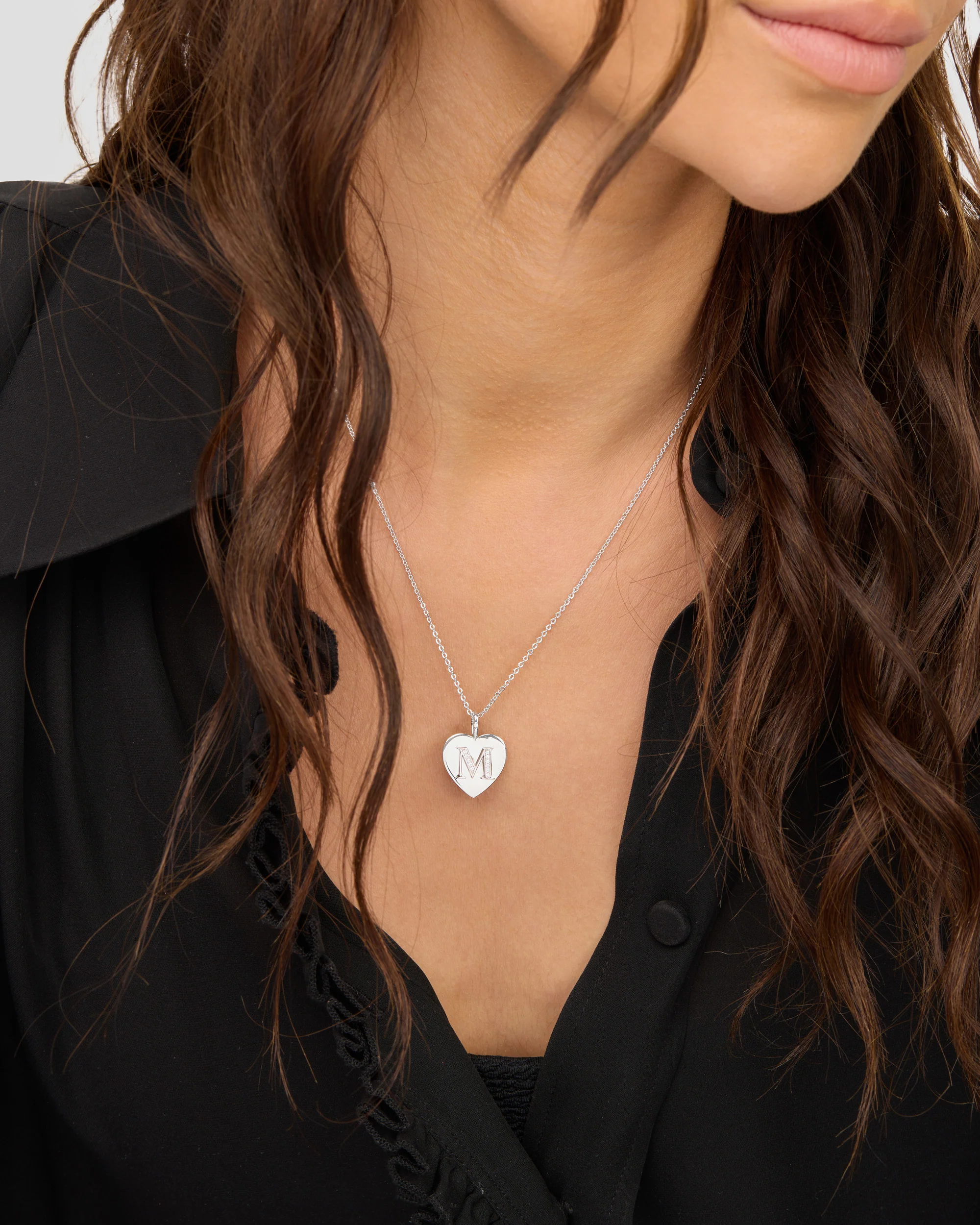 Love Letters Pendant Necklace - Silver|White Diamondettes - Image 54