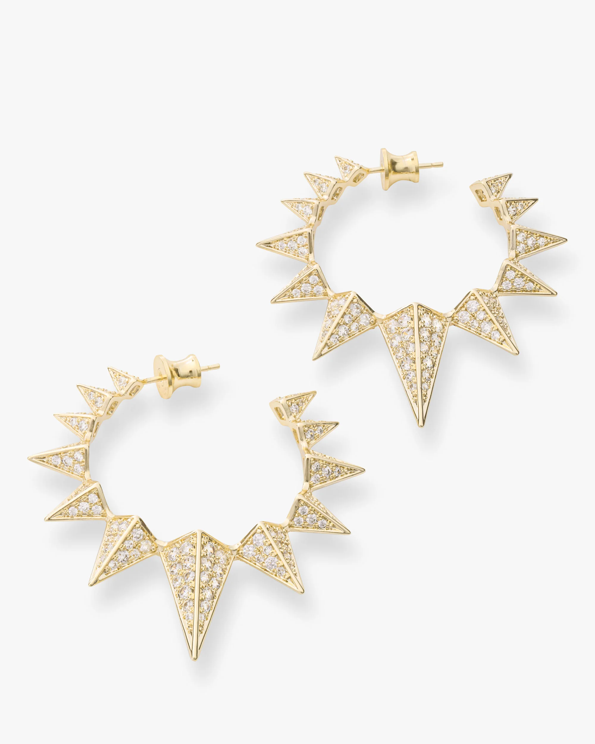 Mama Gabriella Pavé Spiked Hoops - Gold|White Diamondettes - Image 3