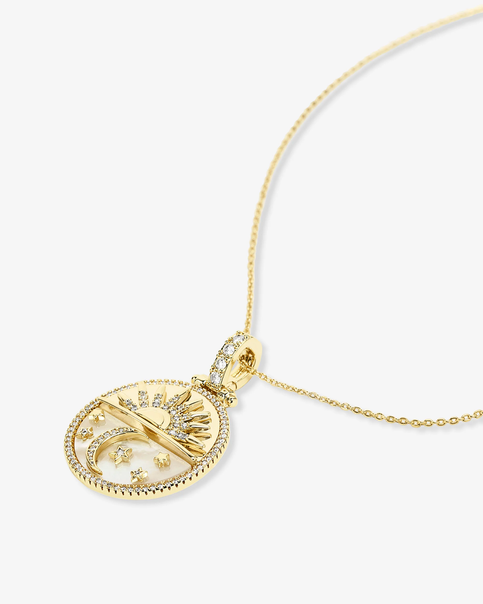 New Beginnings Medallion Necklace - Gold|White Diamondettes - Image 3