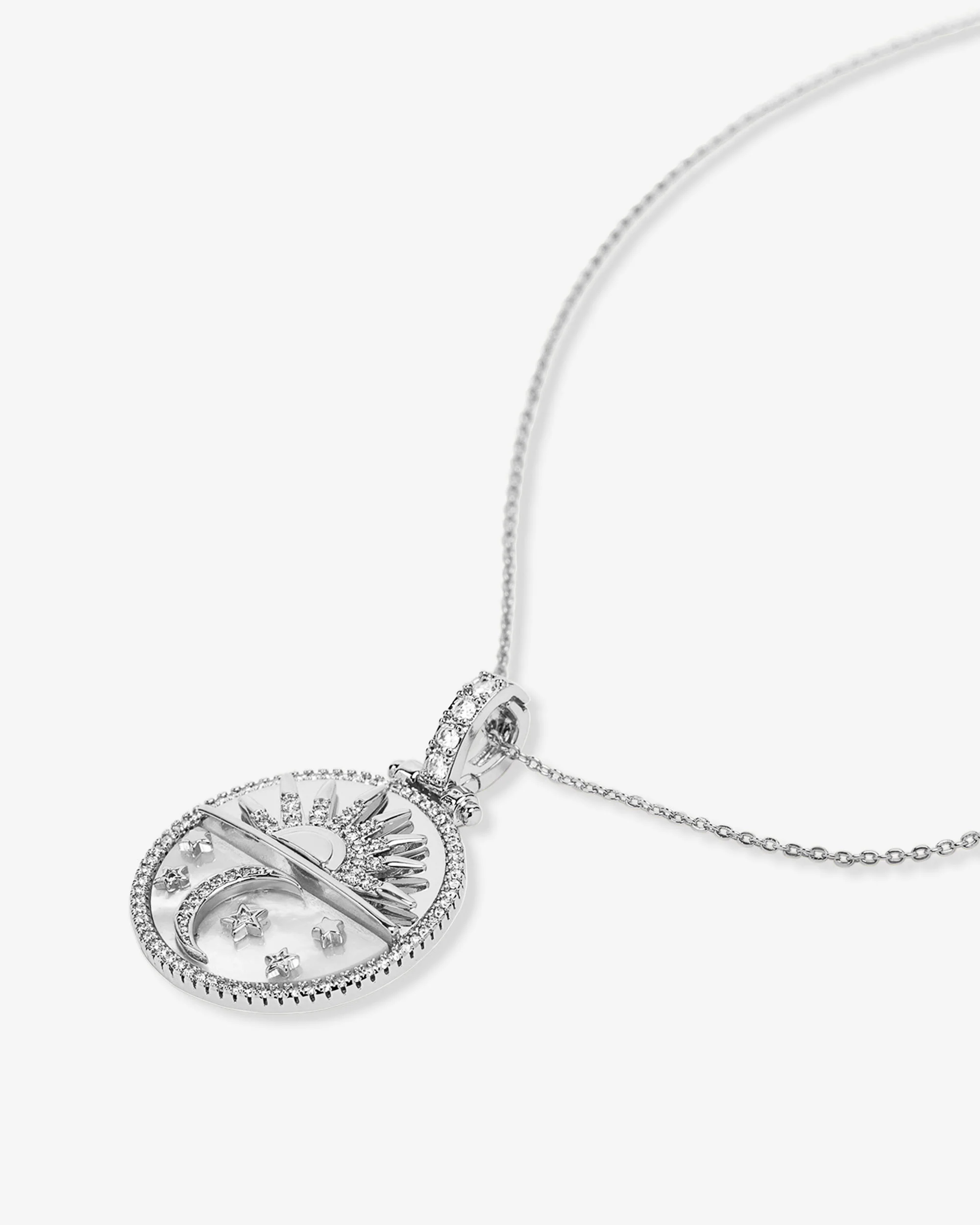 New Beginnings Medallion Necklace - Silver|White Diamondettes - Image 3