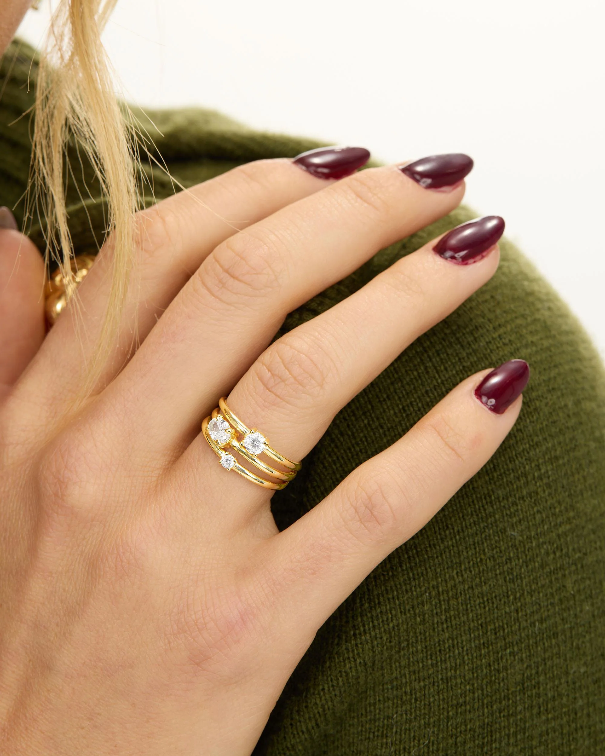 Nina Stacked Ring - Gold|White Diamondettes - Image 4