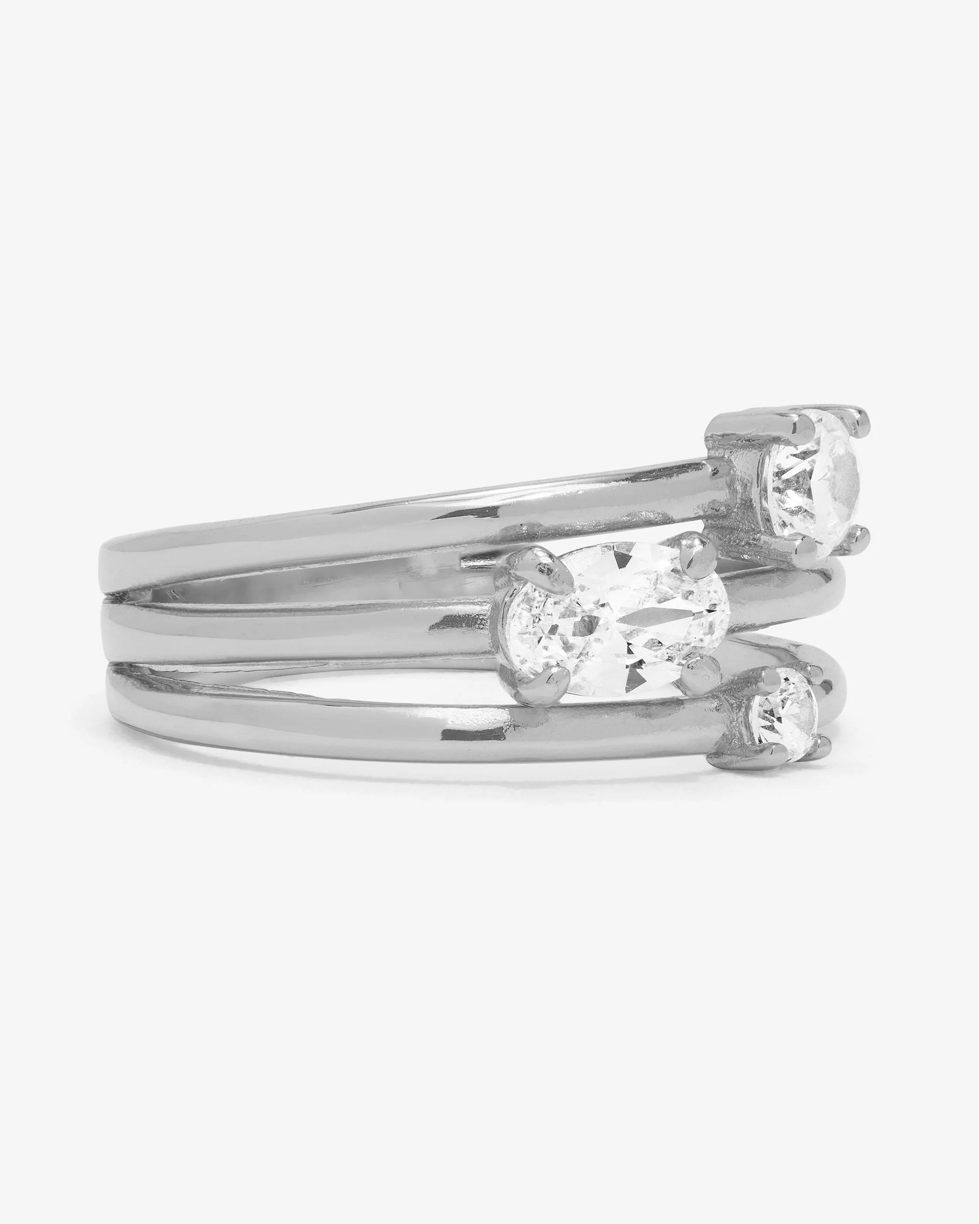 Nina Stacked Ring - Silver|White Diamondettes - Image 3