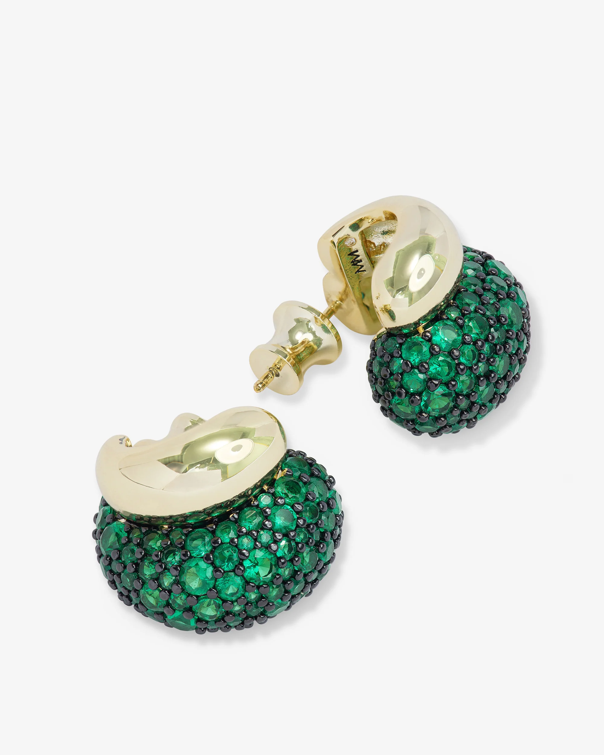 Norah Pavé Double Hoop - Gold|Emerald - Image 3