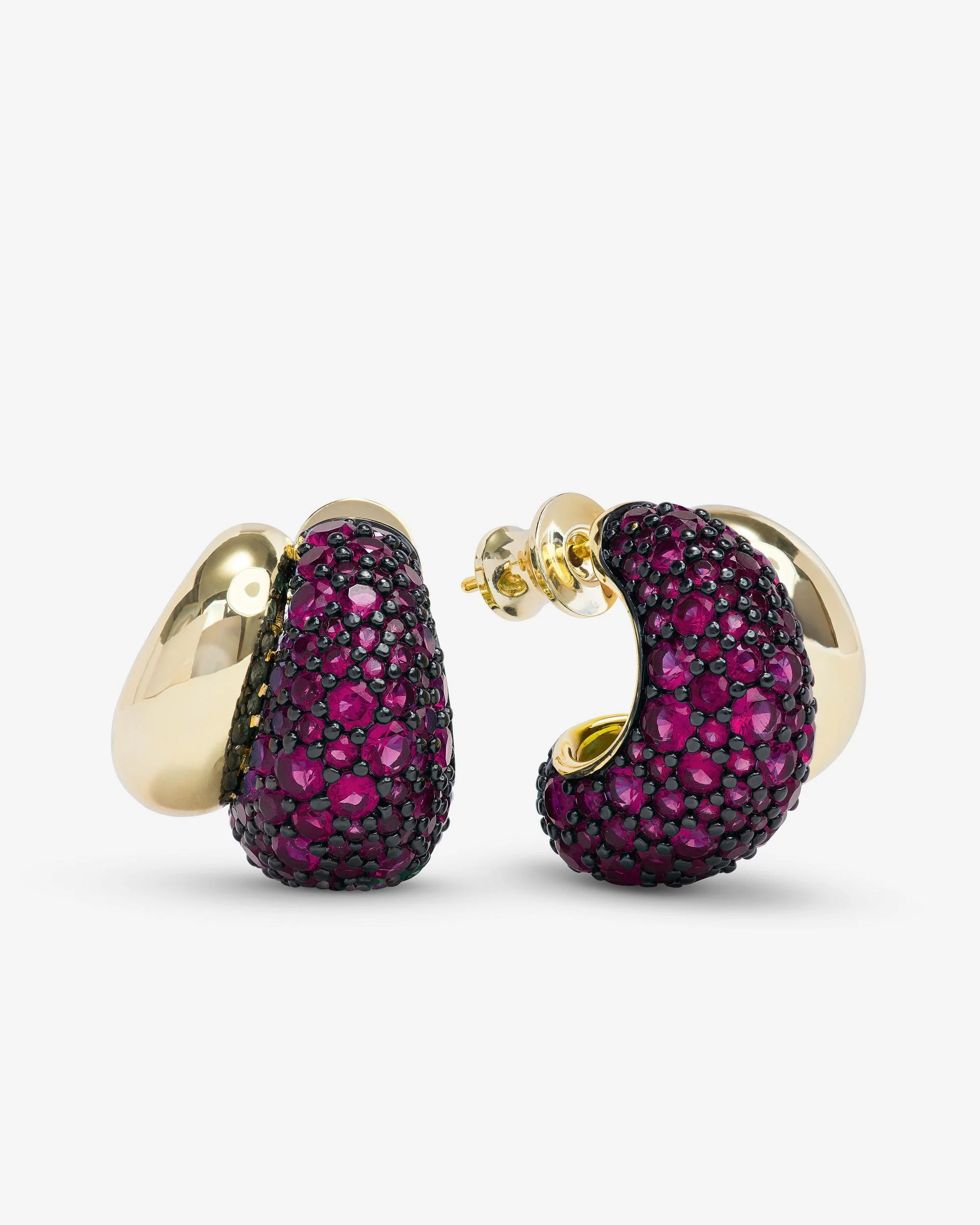Norah Pavé Double Hoop - Gold|Ruby