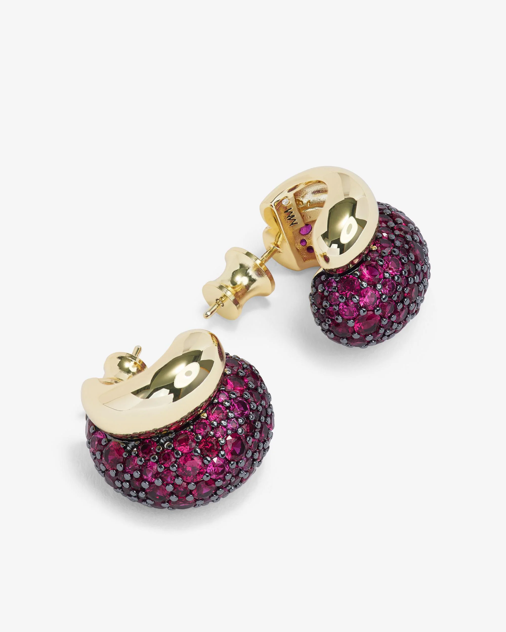 Norah Pavé Double Hoop - Gold|Ruby - Image 3