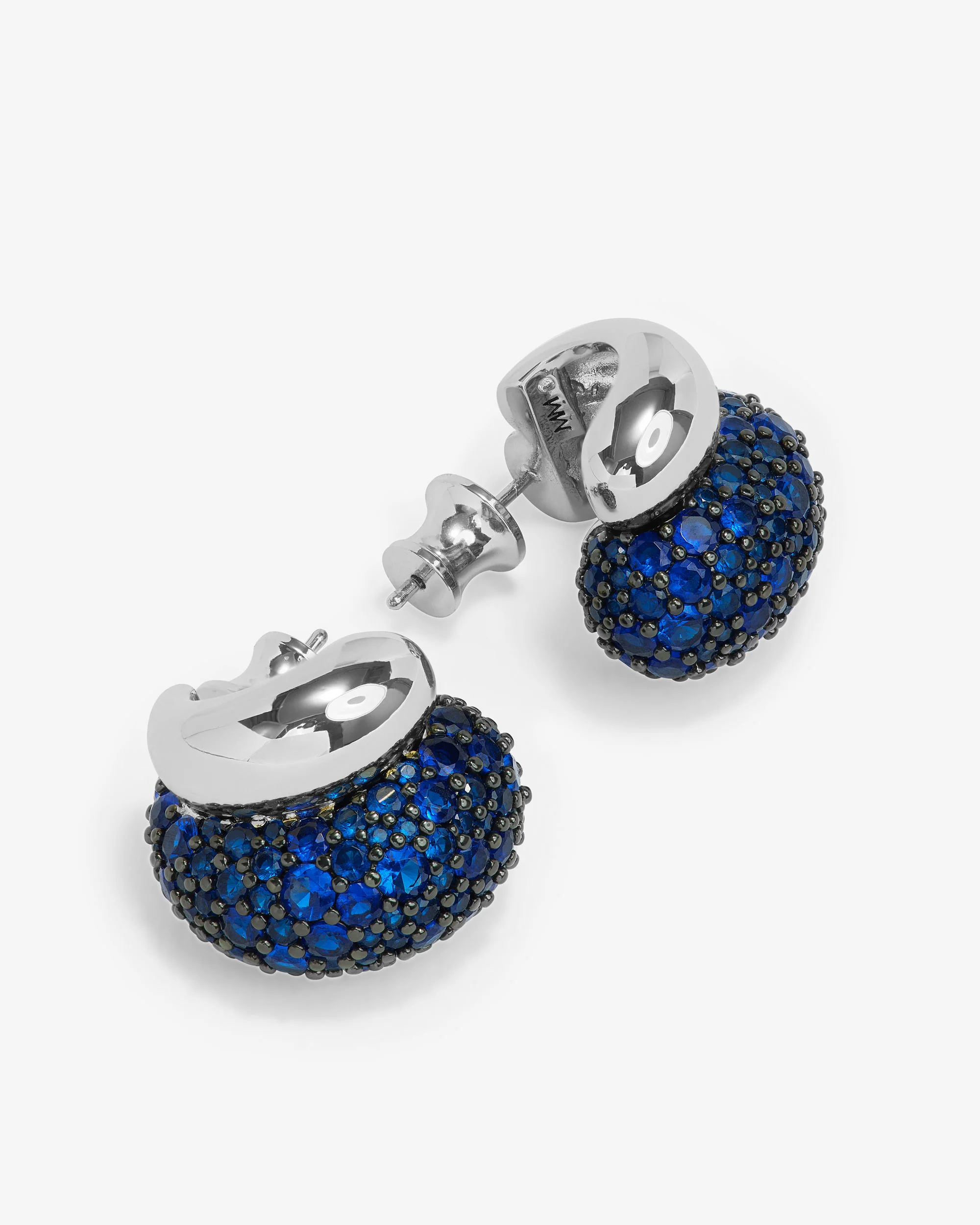 Norah Pavé Double Hoop - Silver|Blue Sapphire - Image 3