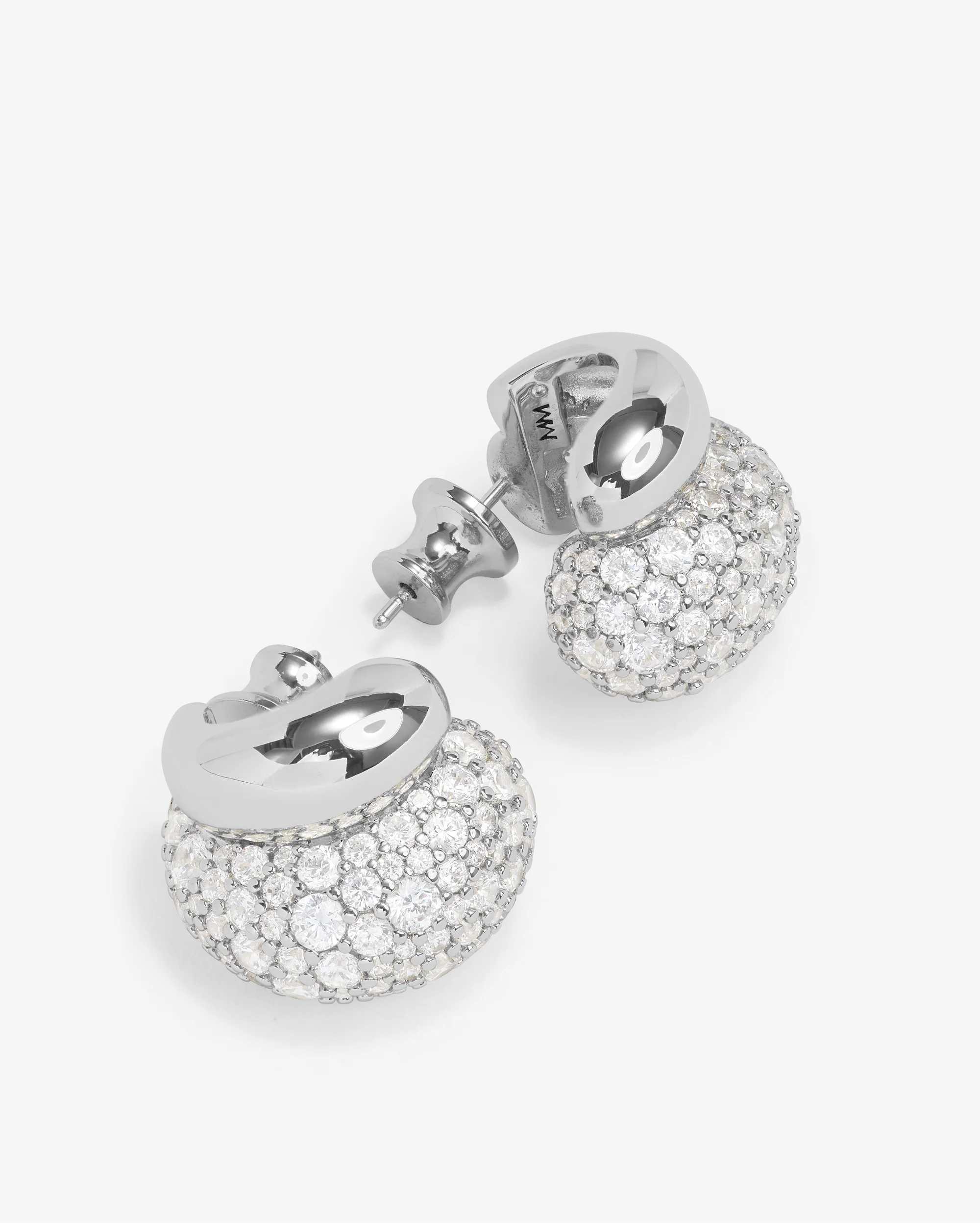 Norah Pavé Double Hoop - Silver|White Diamondettes - Image 3