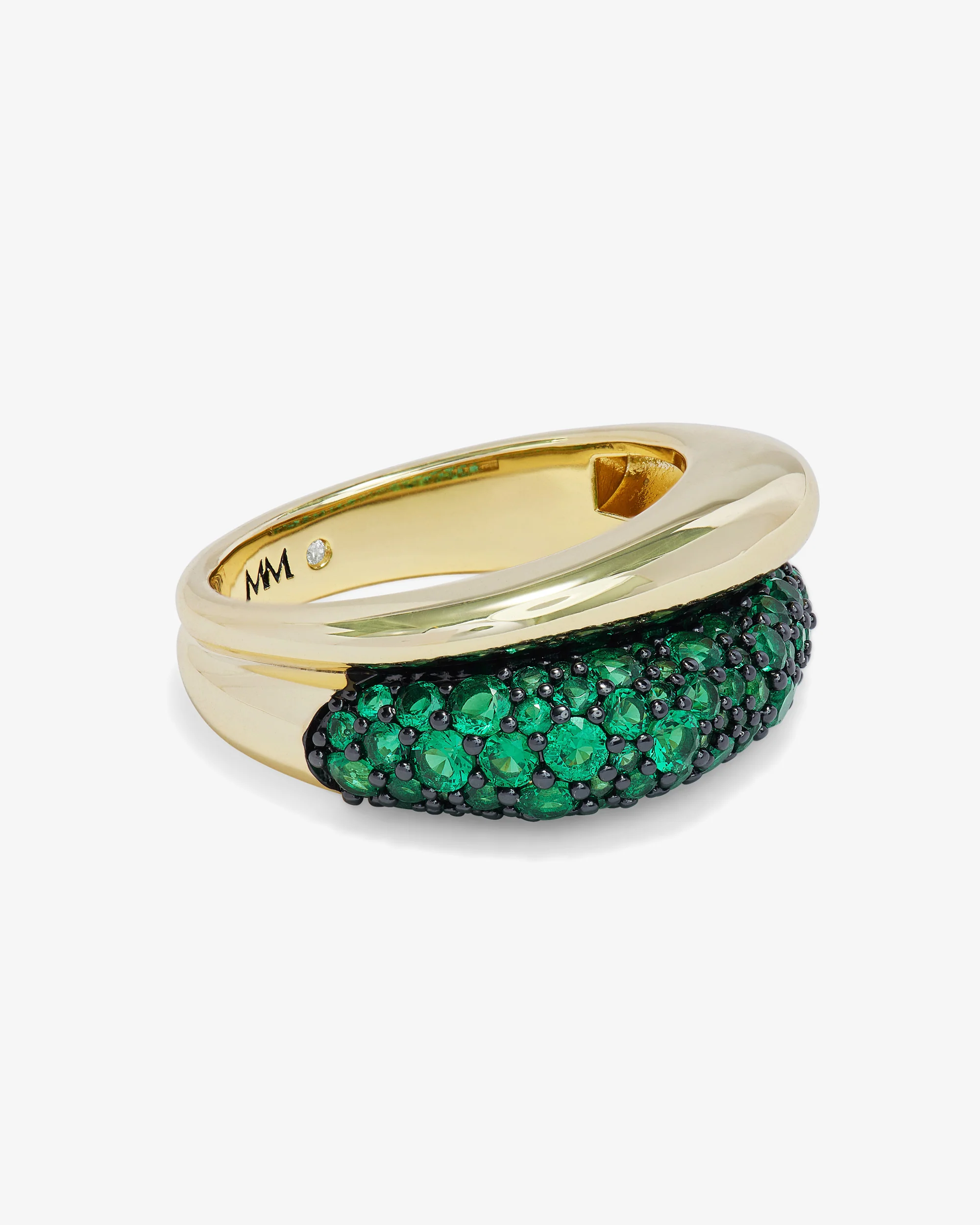 Norah Pavé Double Ring - Gold|Emerald - Image 3