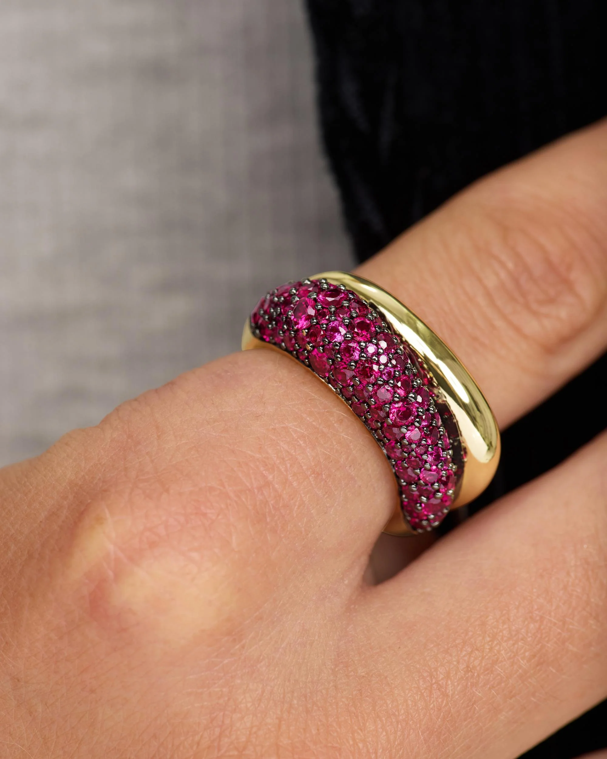 Norah Pavé Double Ring - Gold|Ruby - Image 2