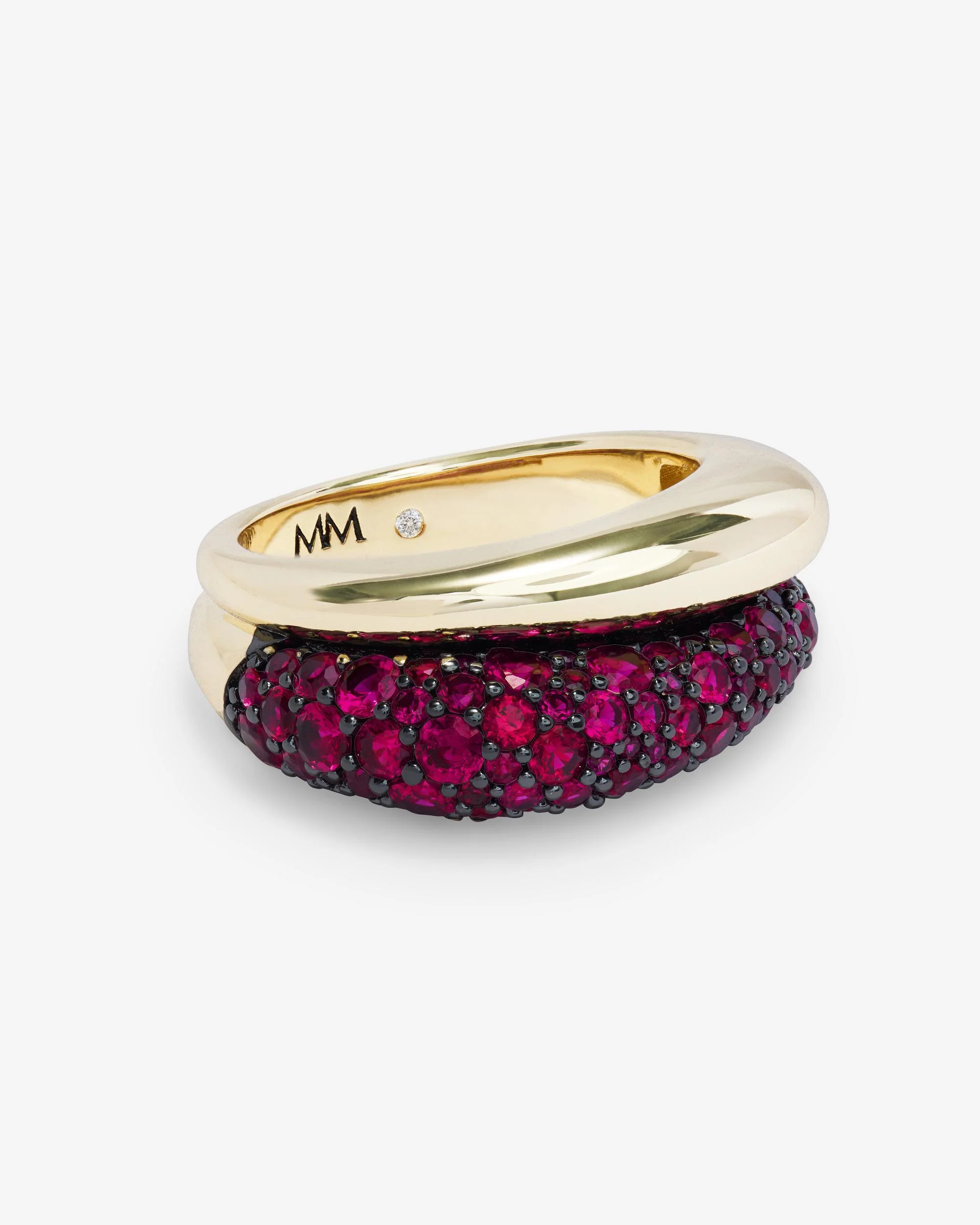 Norah Pavé Double Ring - Gold|Ruby - Image 3