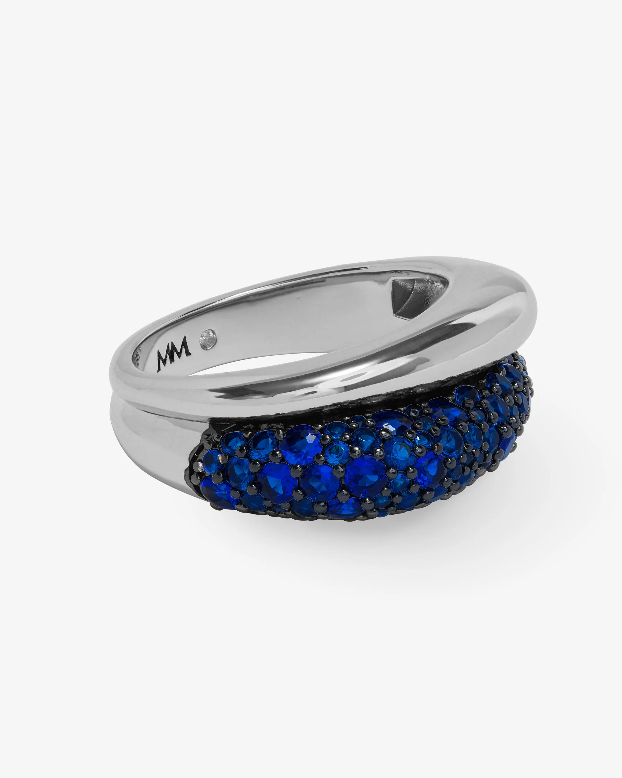 Norah Pavé Double Ring - Silver|Blue Sapphire - Image 3