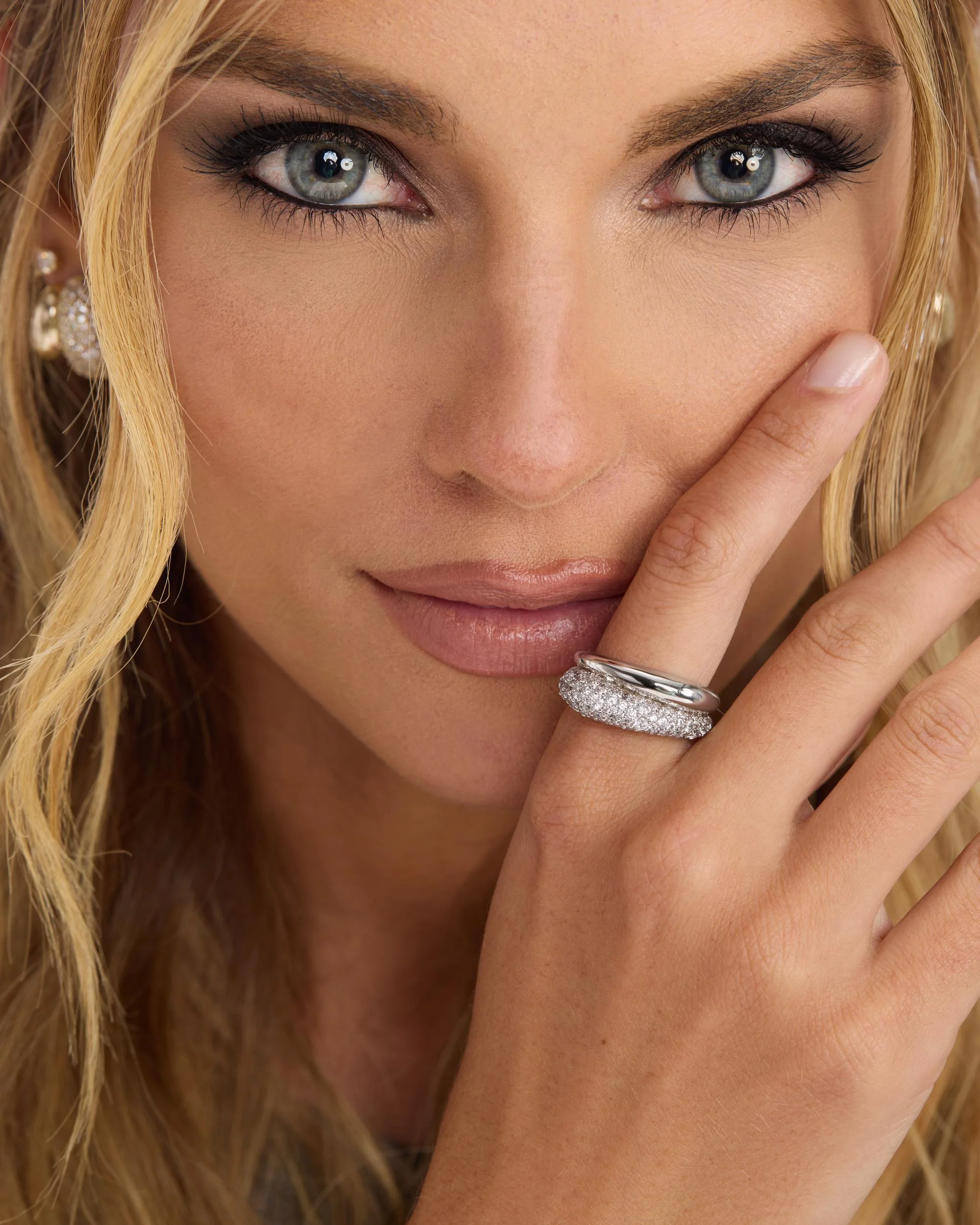 Norah Pavé Double Ring - Silver|White Diamondettes - Image 2
