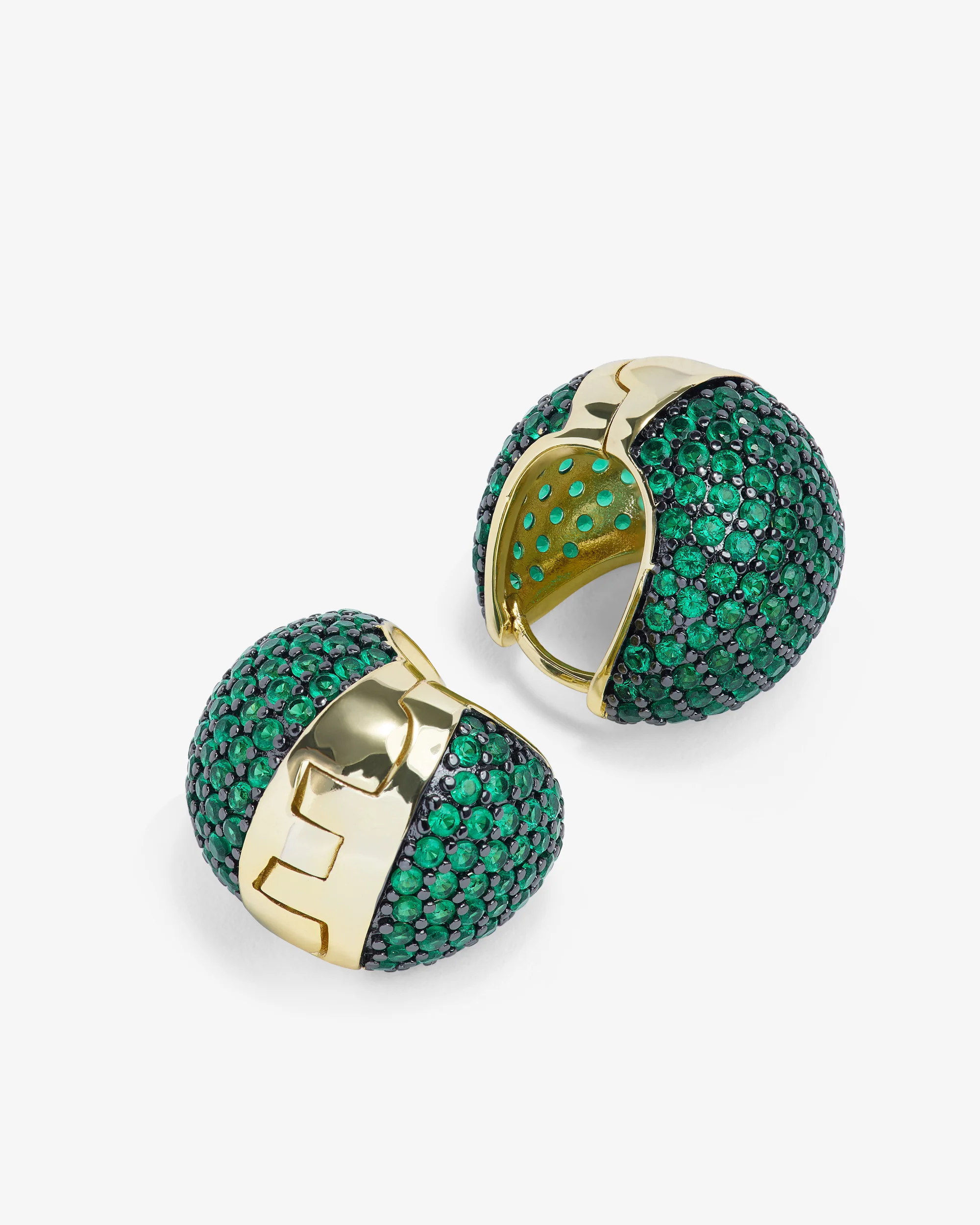 Norah Pavé Earrings - Gold|Emerald - Image 3
