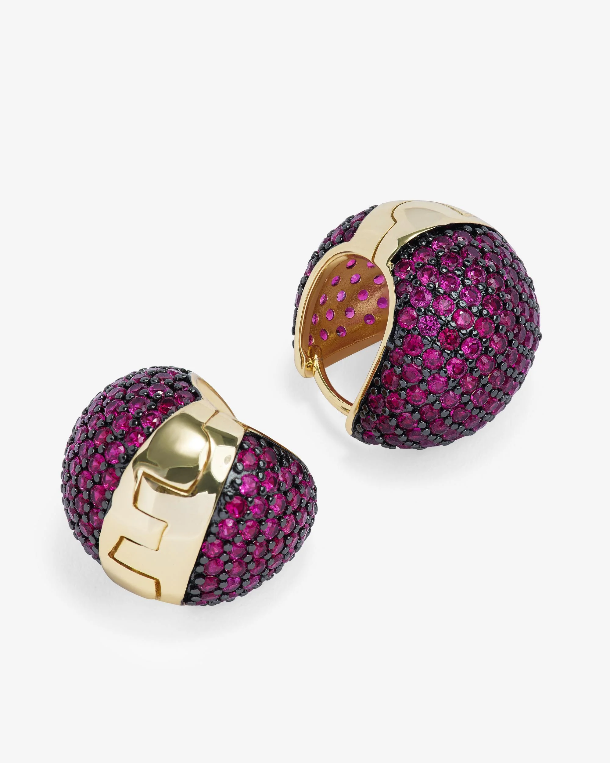 Norah Pavé Earrings - Gold|Ruby - Image 3
