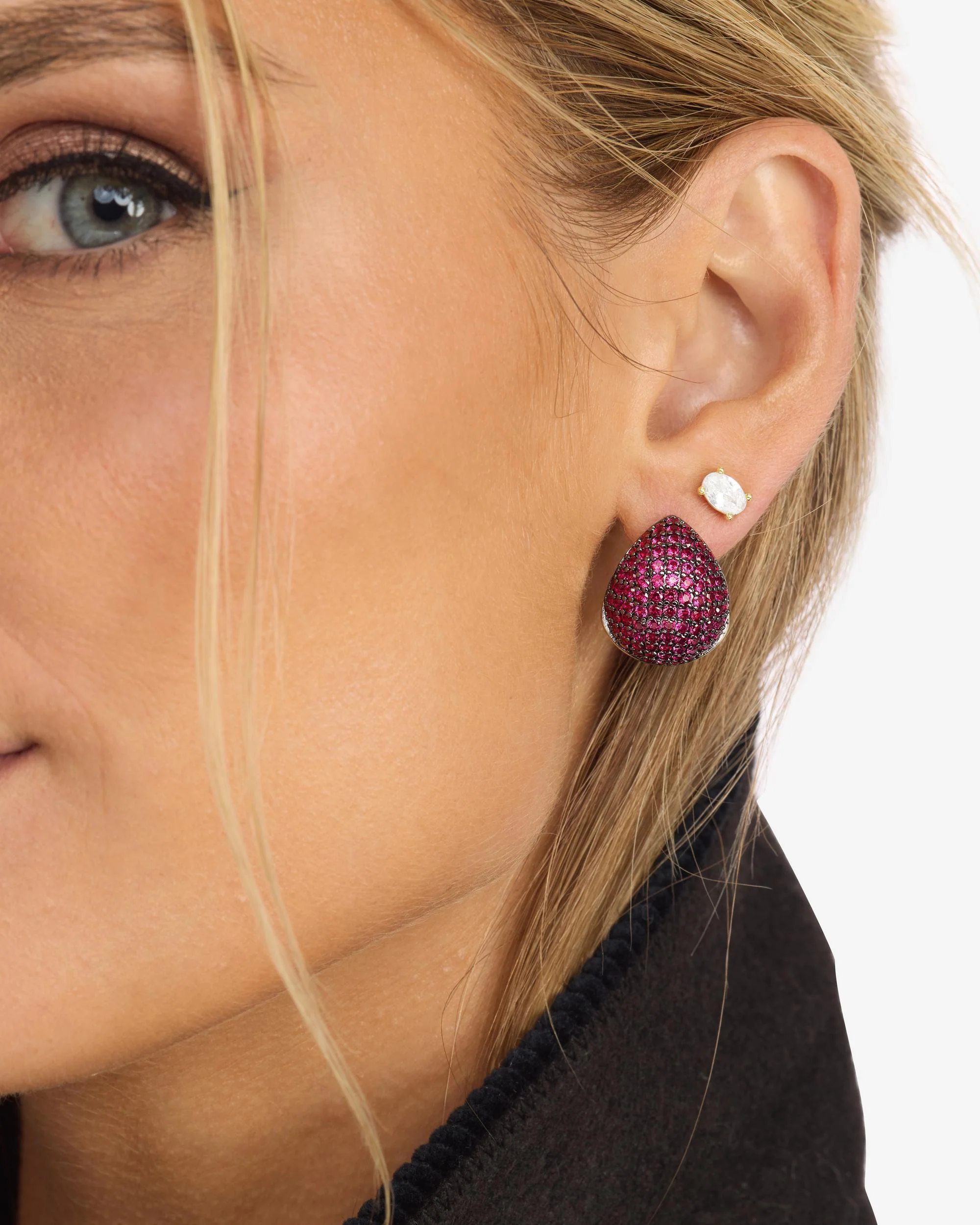 Norah Pavé Earrings - Gold|Ruby - Image 4