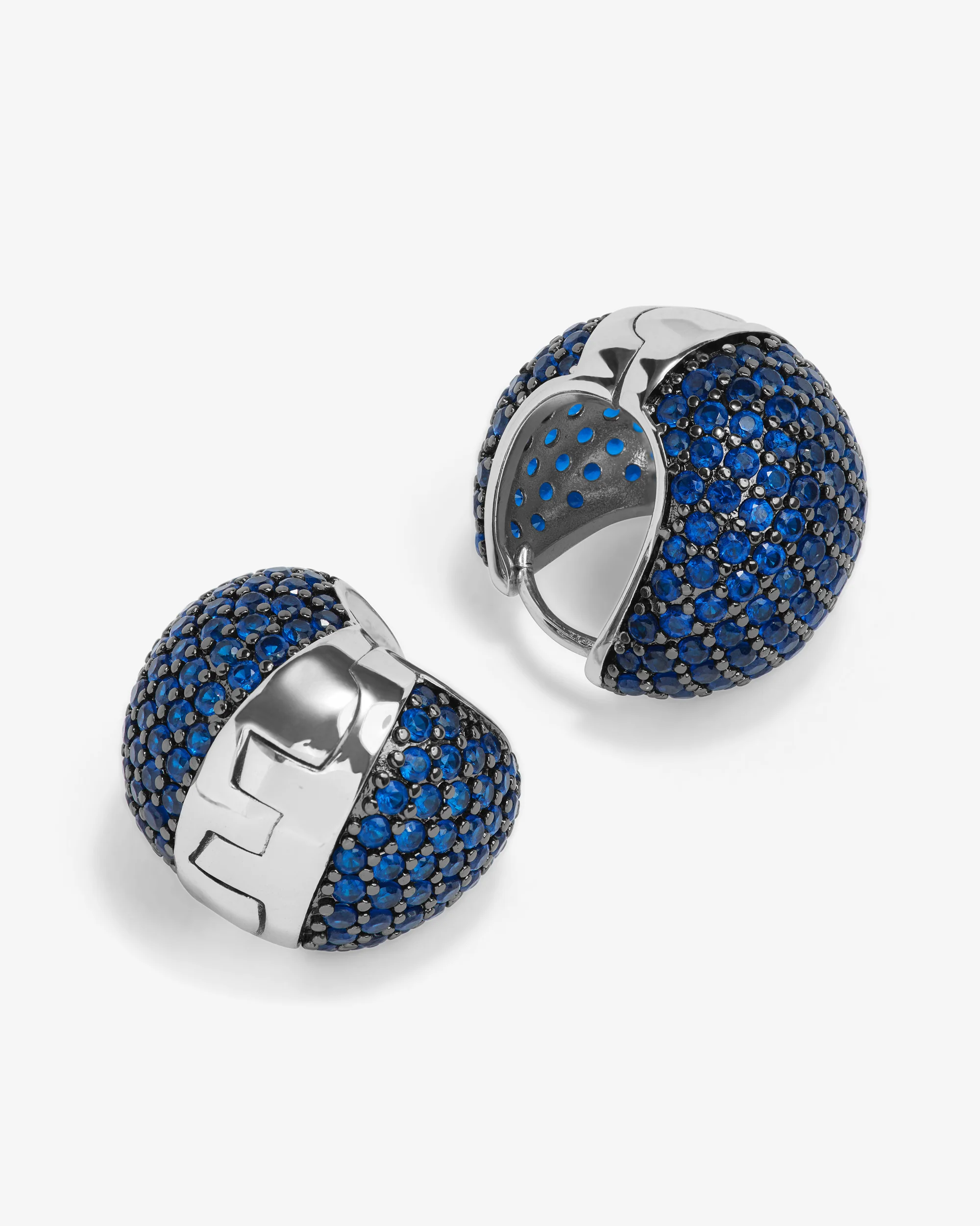 Norah Pavé Earrings - Silver|Blue Sapphire - Image 3