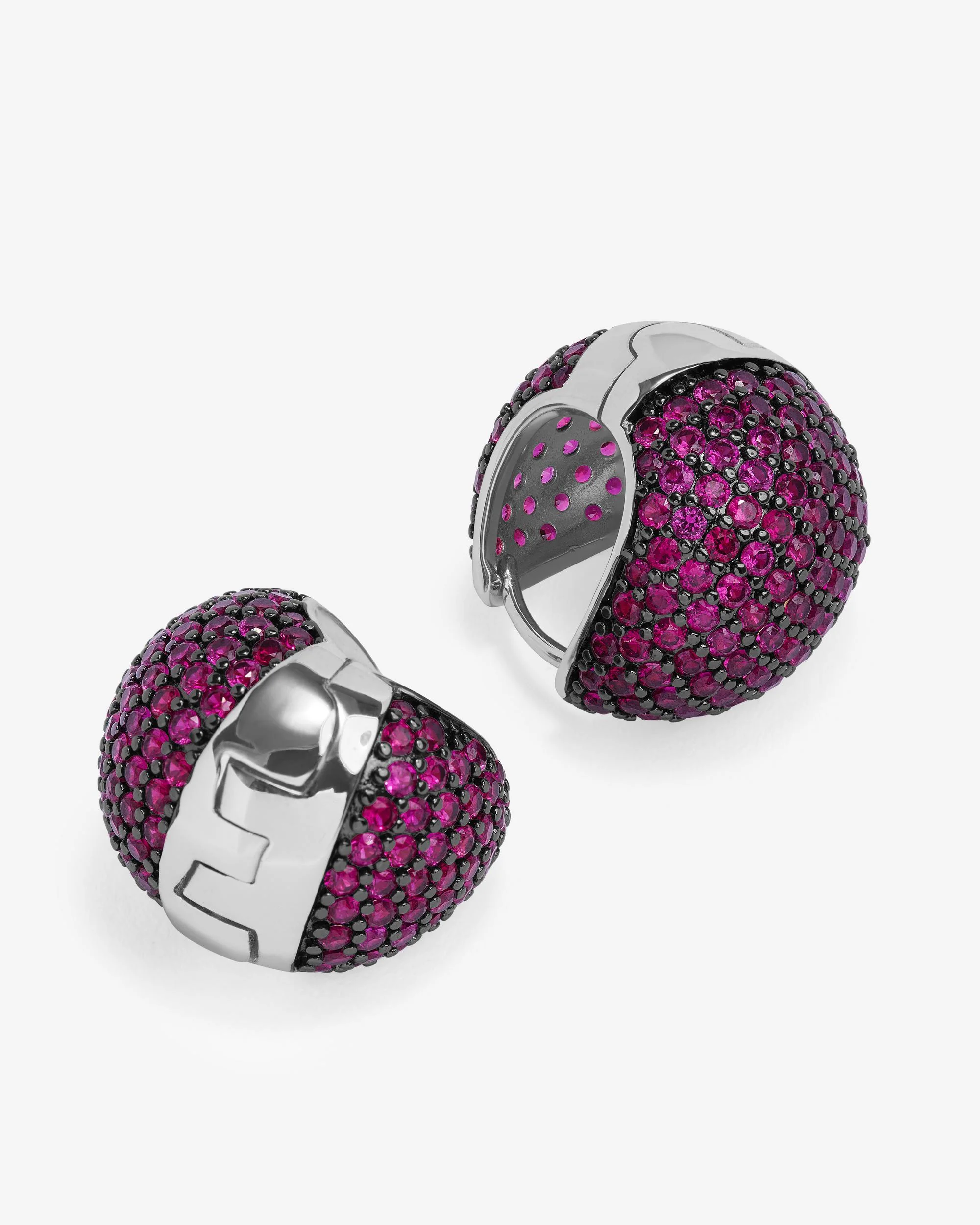 Norah Pavé Earrings - Silver|Ruby - Image 3