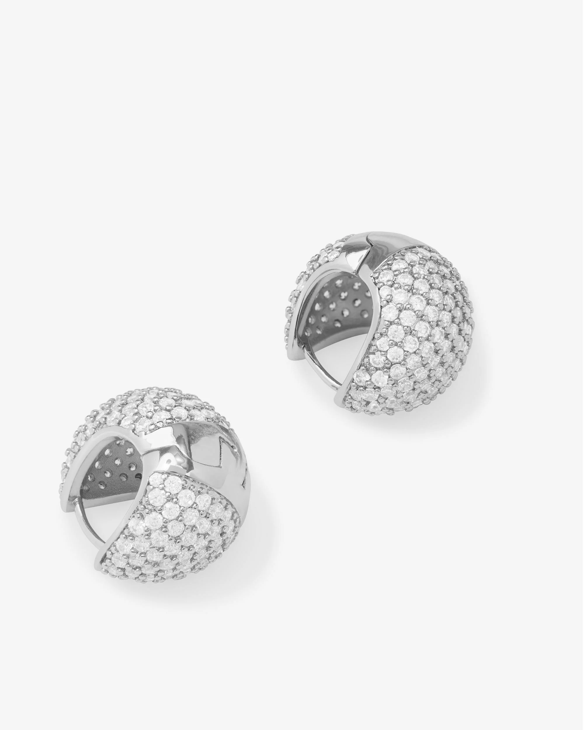 Norah Pavé Earrings - Silver|White Diamondettes - Image 3