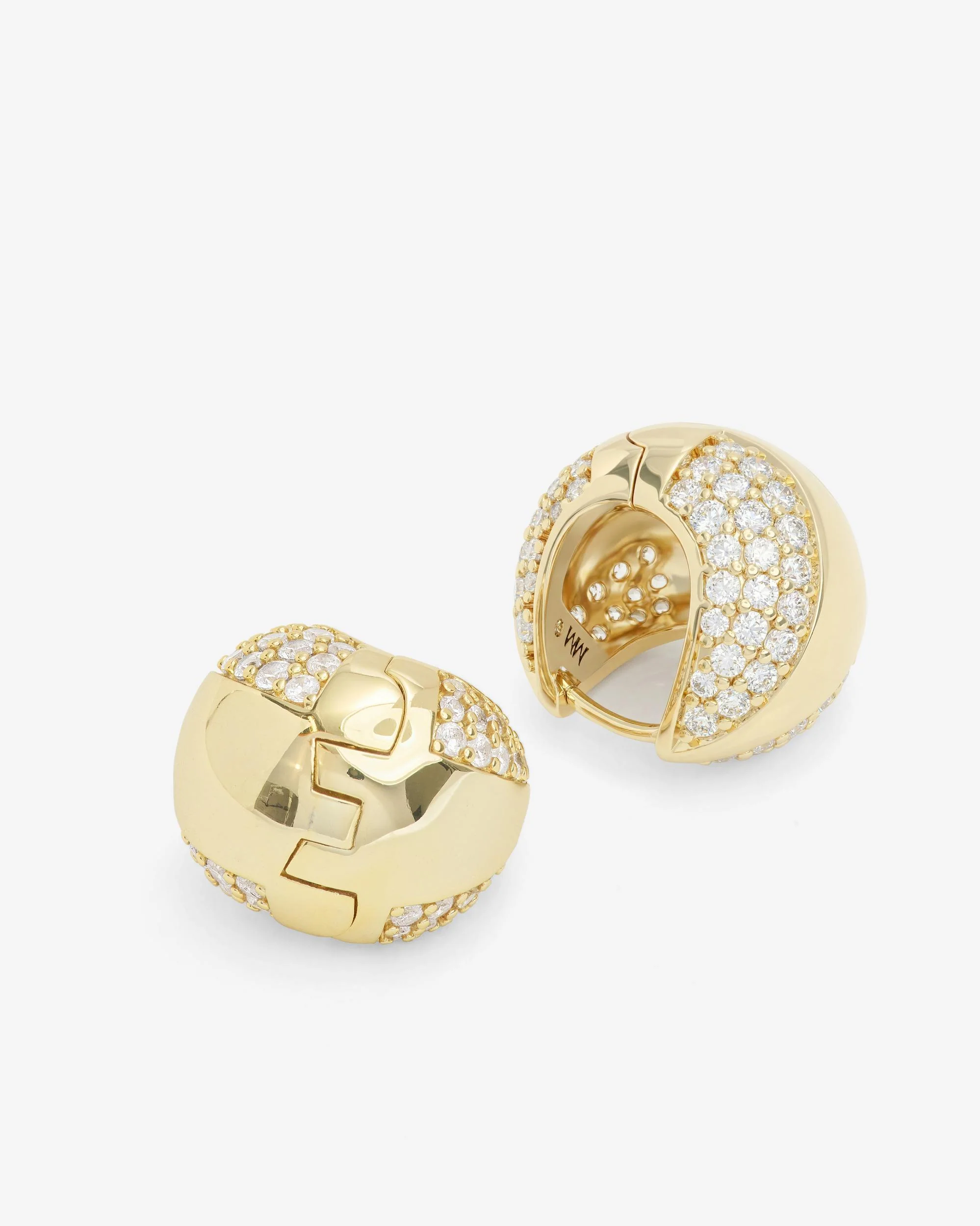 Norah Split Pavé Earrings - Gold|White Diamondettes - Image 3